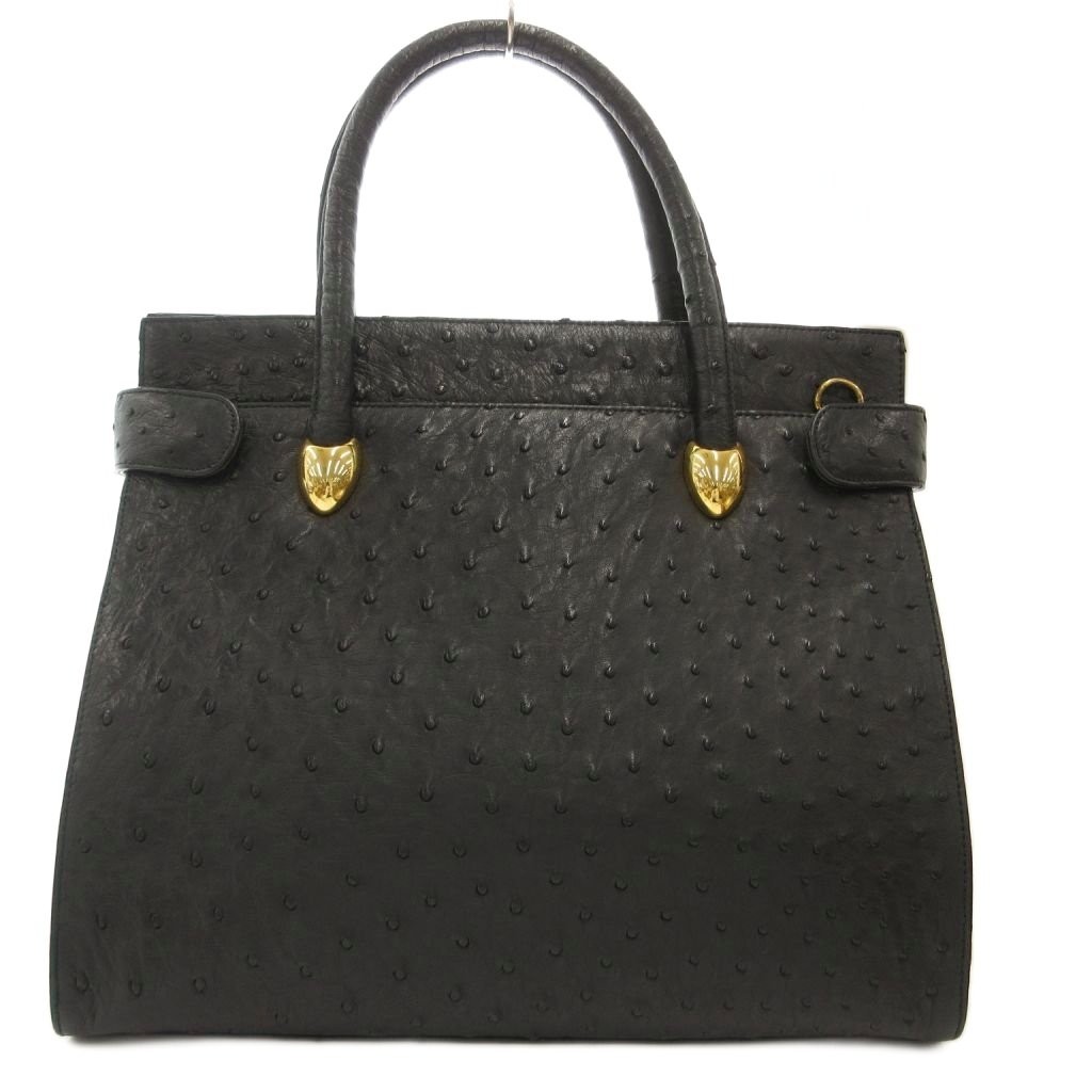 Ostrich Leather Handbag Black Exotic Leather Women’s Bag