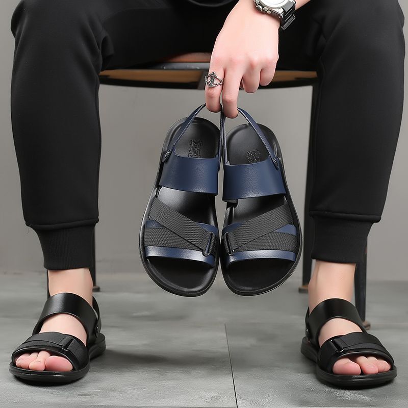Men Microfiber Leather Sandals Casual Sports Summer Beach Shoes Home Slippers