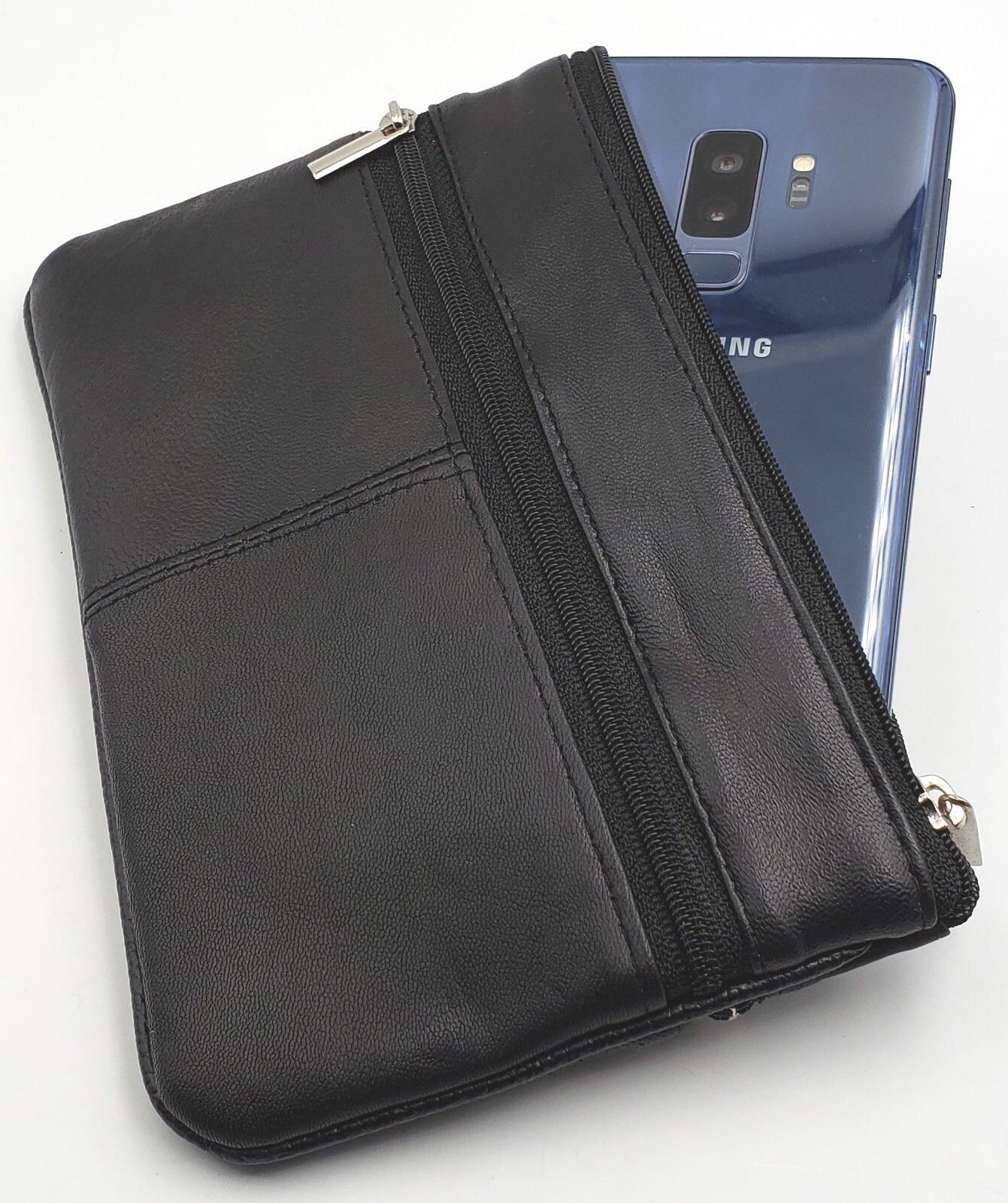 Women Genuine Leather Coin Purse Phone Pouch Change Wallet Key Ring