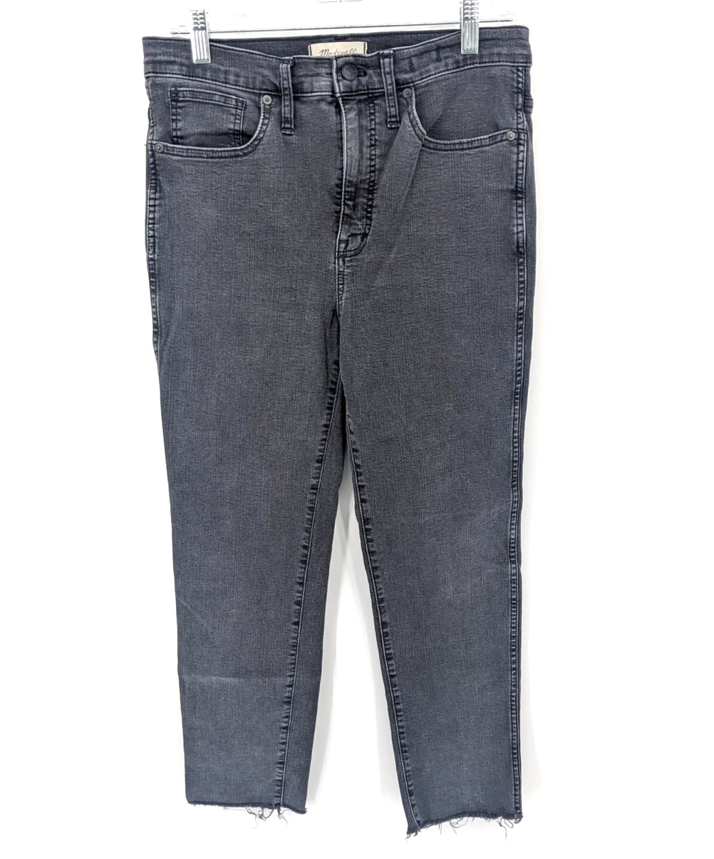 Madewell Jeans Womens 29 Gray Stovepipe High Rise Stretch Raw Hem Cropped Pants