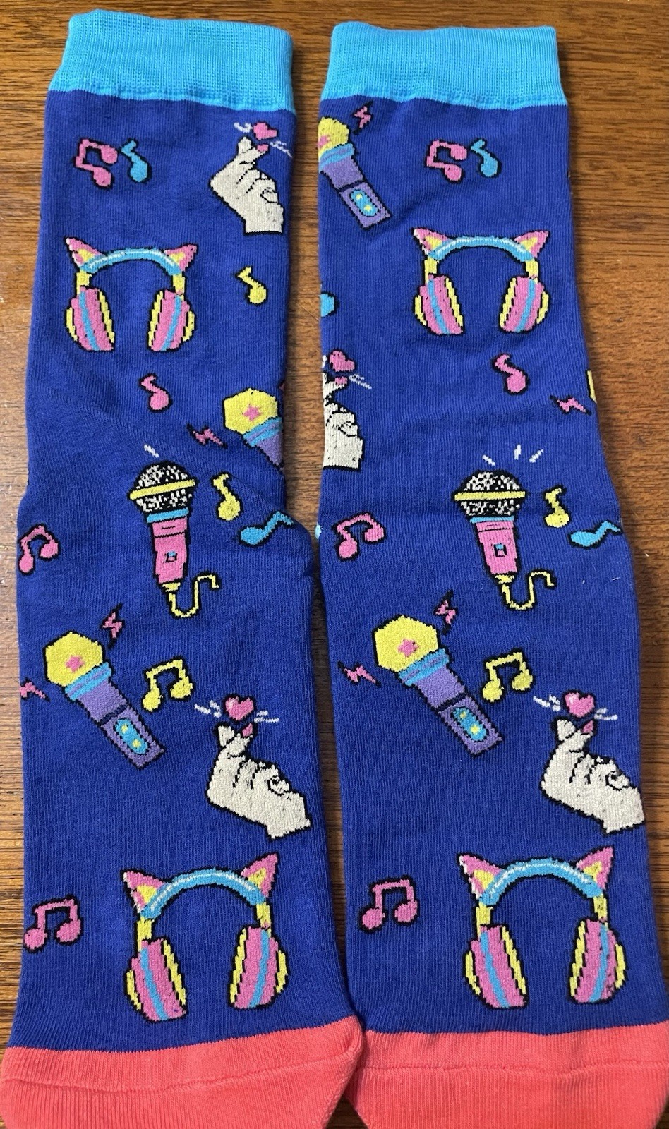 Eat Sleep K-Pop Repeat Socks New From ZMart Colorful Music Musical K Pop Theme