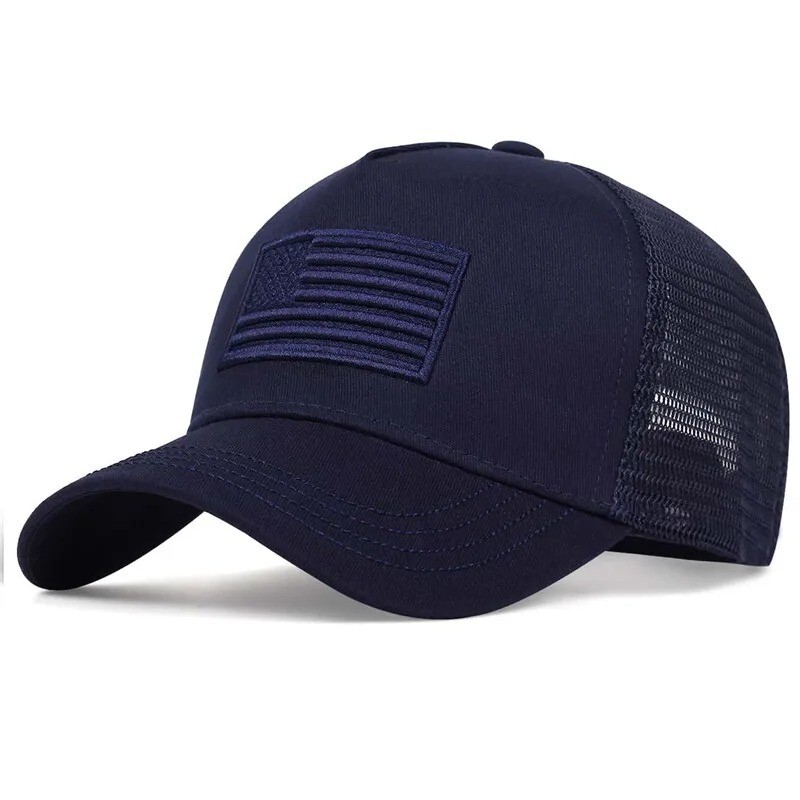 American Flag Embroidery Baseball Net Cap Spring and Summer Outdoor Adjustable
