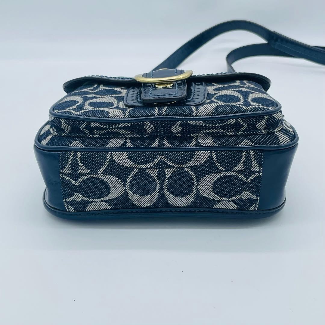 COACH Bleeker Legacy Flapbag Soho Signature Shoulder Bag Navy Denim