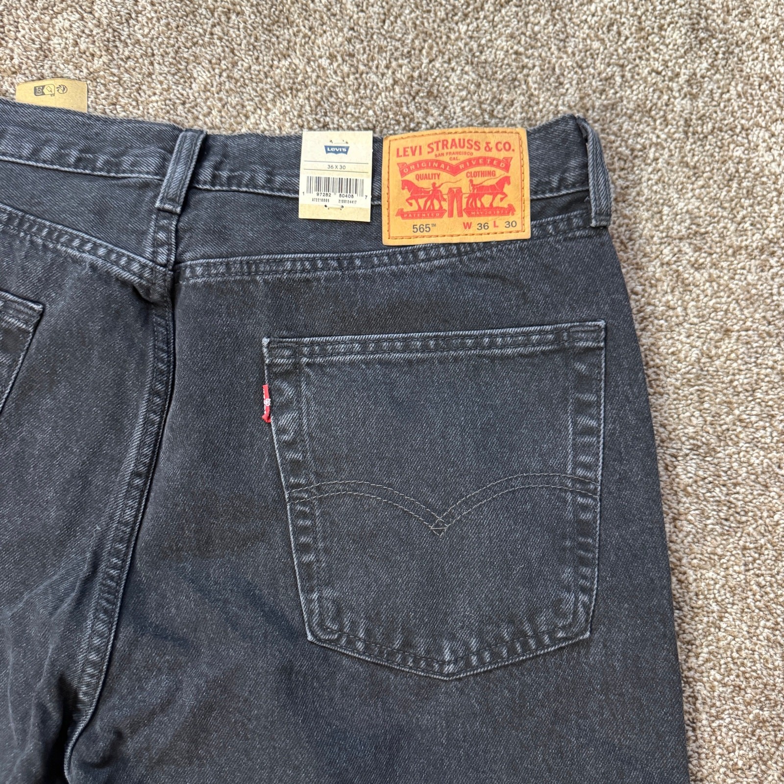 Levi’s 565 Loose Straight Men’s Jeans 36×30 Black Gray Retro Y2K Relaxed NWT