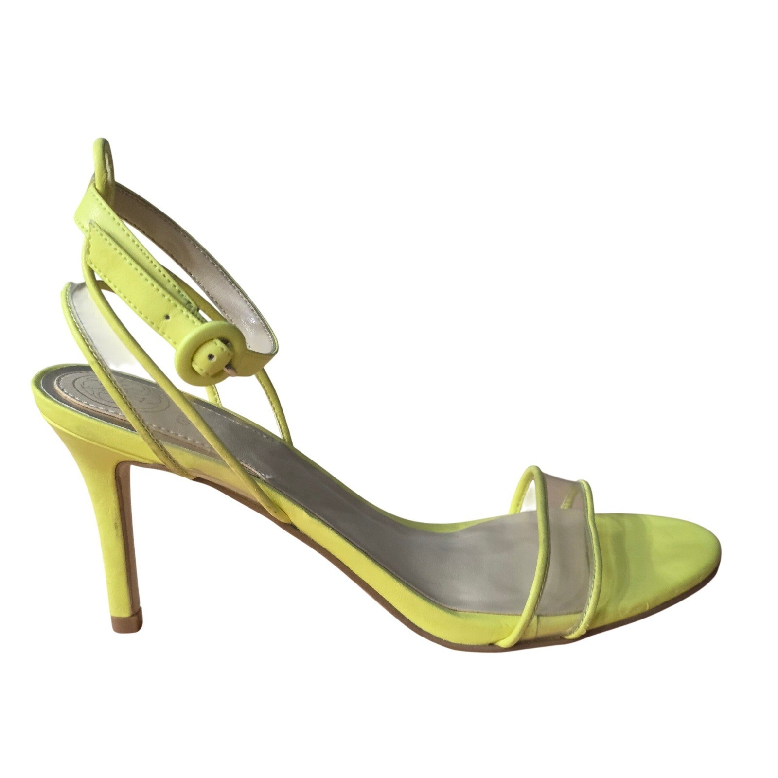 GUESS Neon Yellow & Clear Artula Sandal – Women 3.5″ inches Heels Size 7M