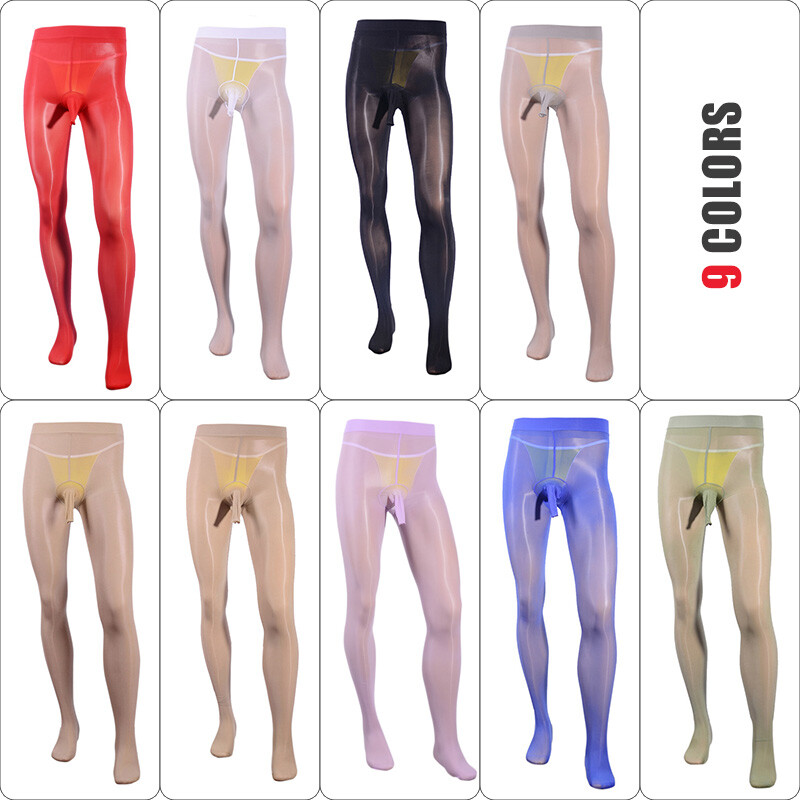 Men Soft Stocking Pantyhose Soft Black Ultra-thin Glossy Shiny Tights New