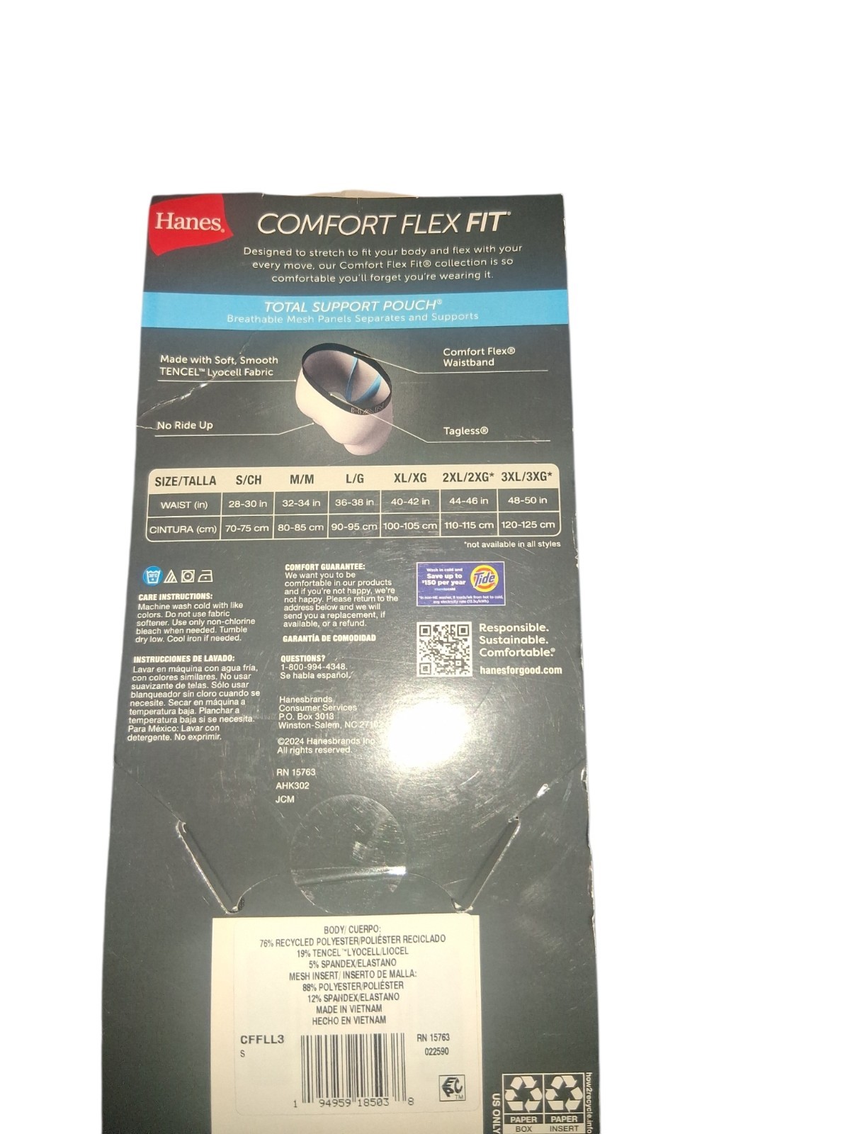 Hanes Comfort Flex Fit Total Support Pouch Tagless No Ride Up 3-Pack S Multi