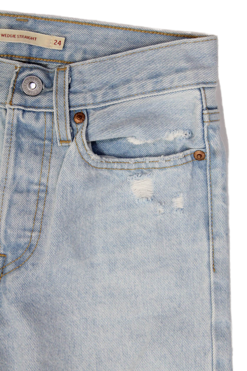 Levis Women Light Blue High Waist Straight Jeans Size 24