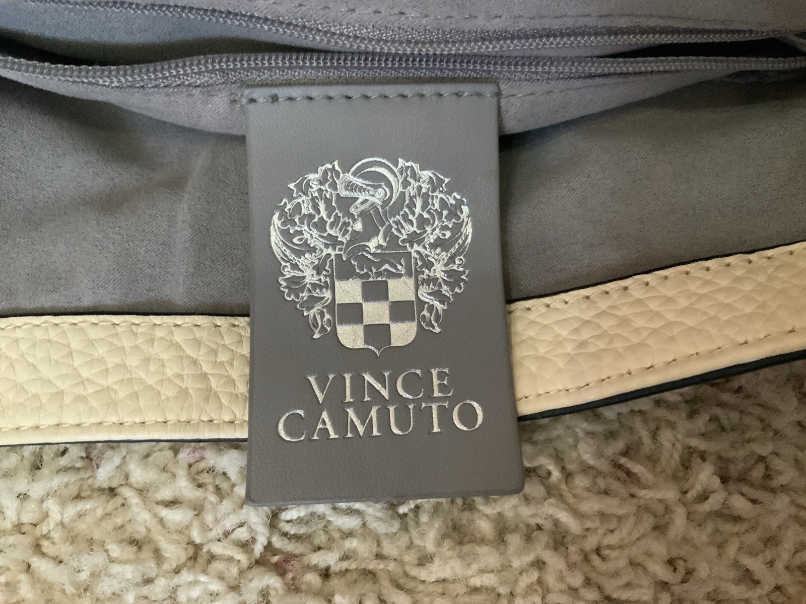 Vince Camuto Pale Yellow Leather Shoulder Bag Pebble Grain Adjustable Strap