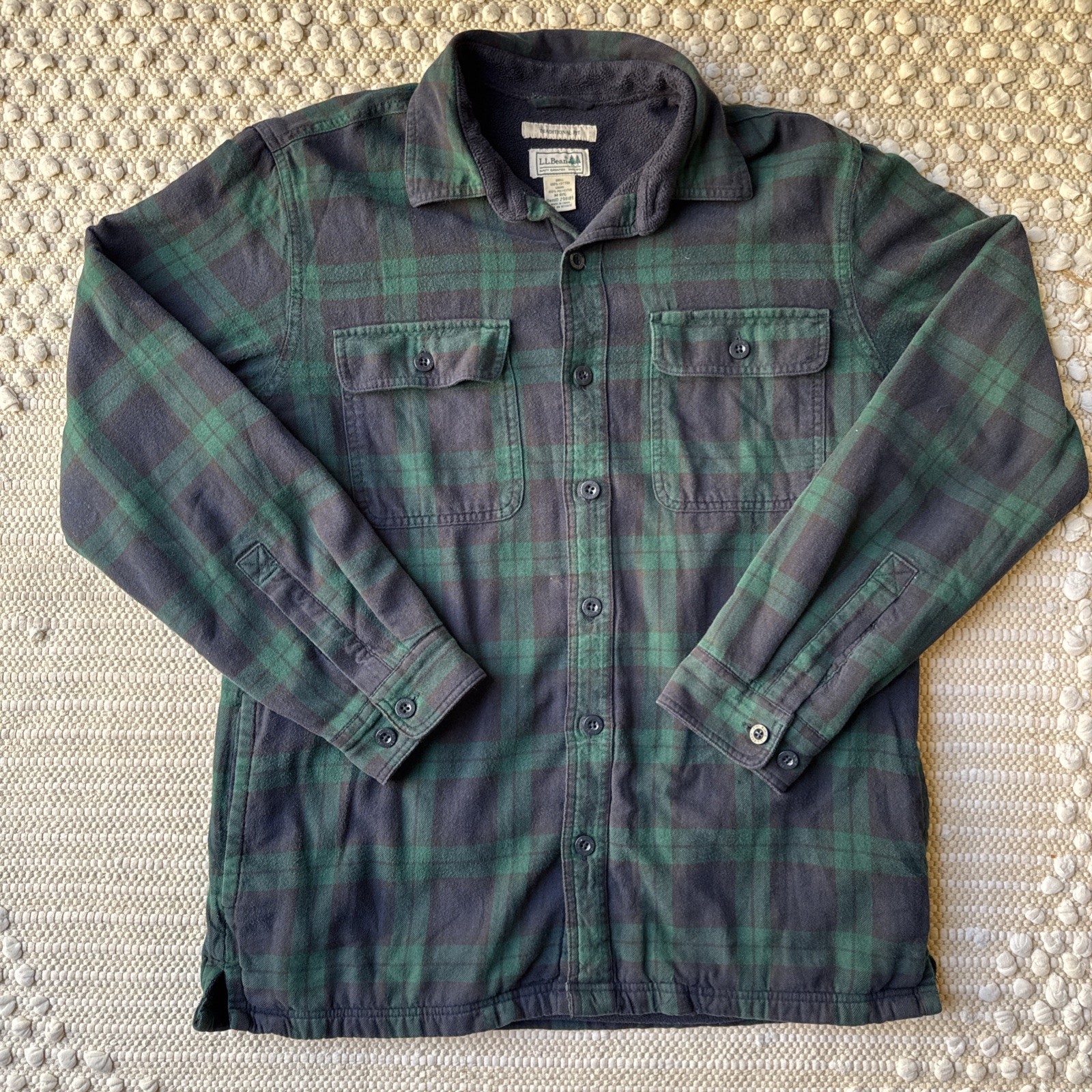L.L. Bean Men’s M Fleece-Lined Flannel Shirt Traditional Fit Button Up
