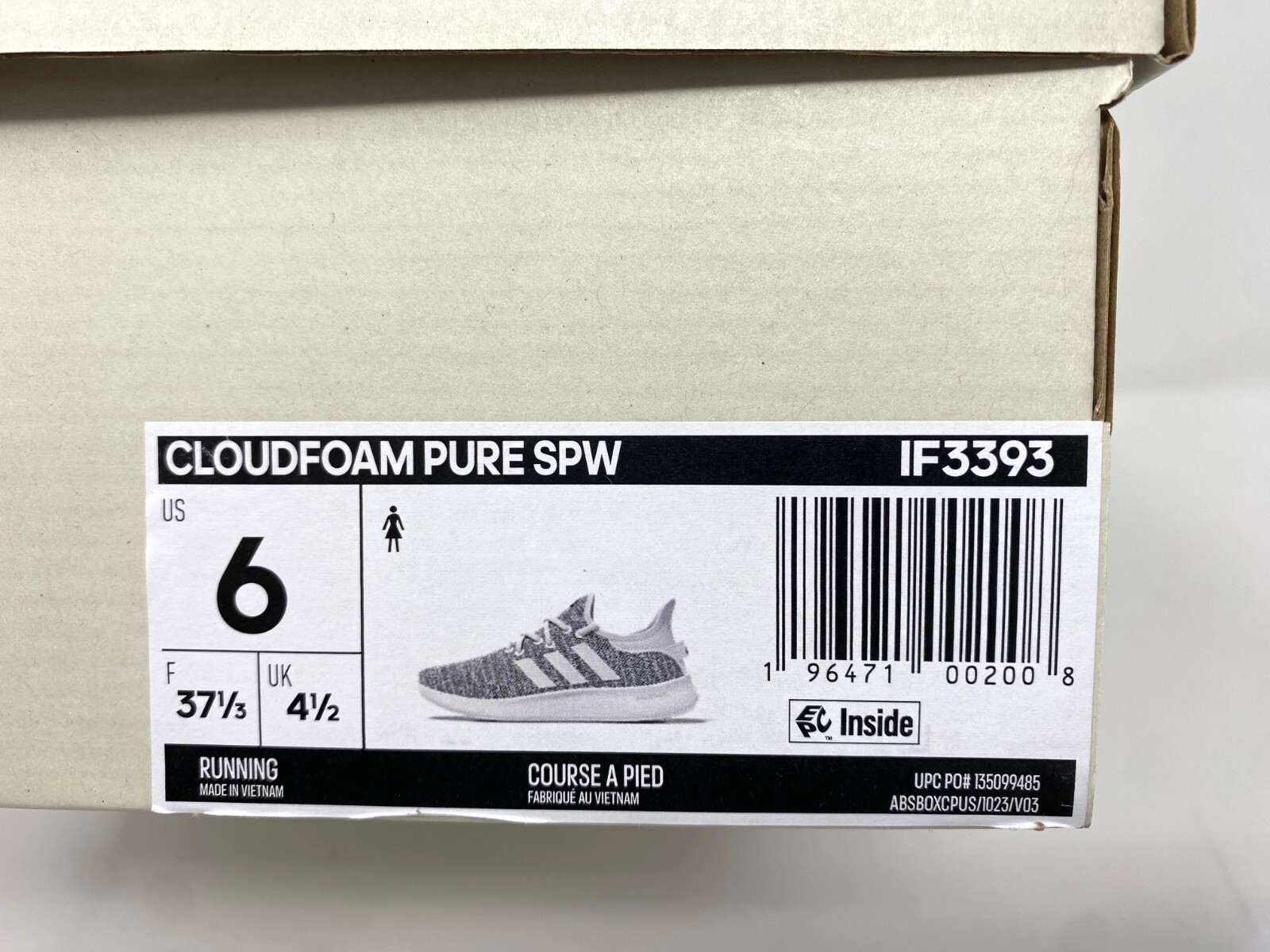 adidas Cloudfoam Pure 2.0 Running Shoe White/White/Black US Women’s Size 6.0