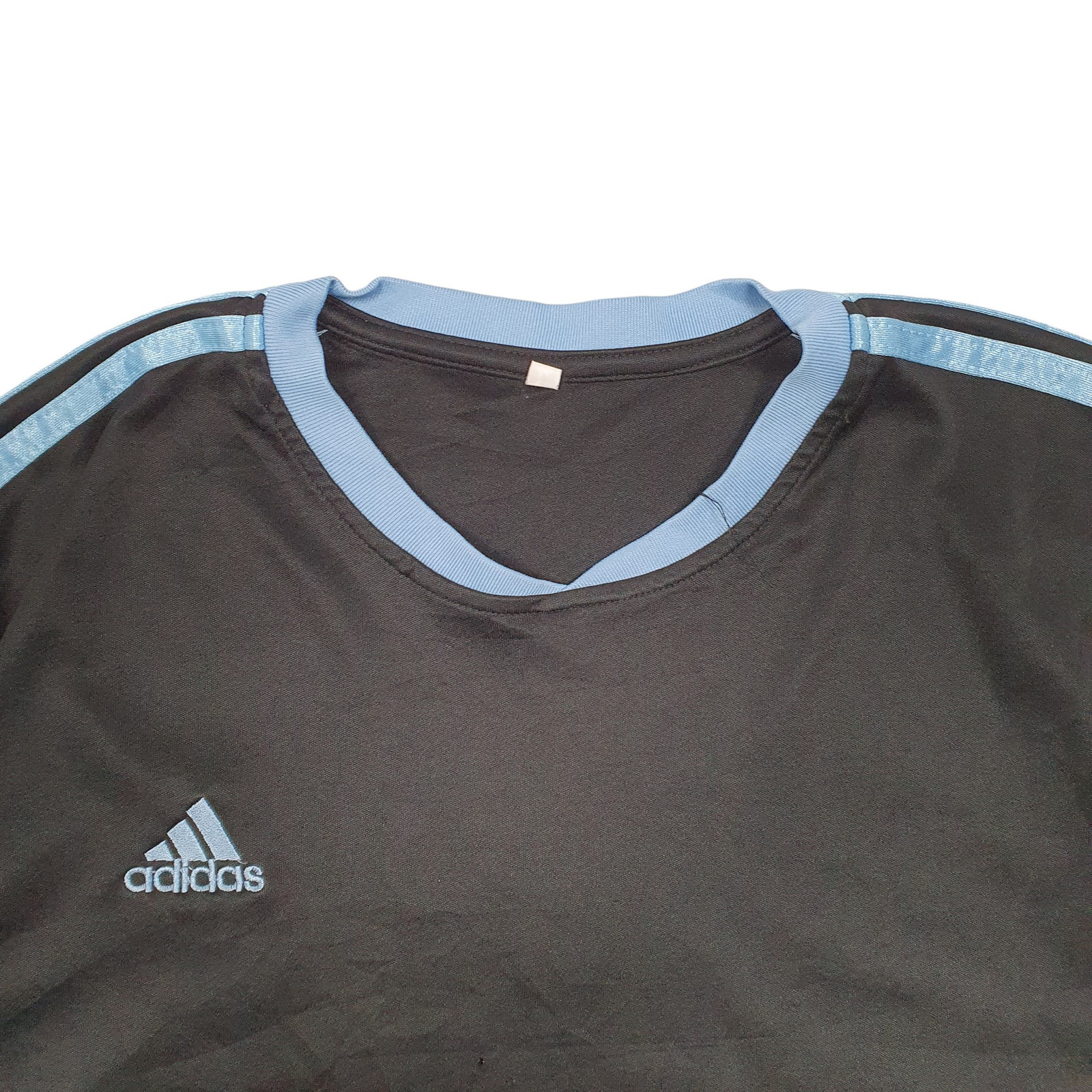 ADIDAS Black T Shirt Tee Football Active Short Sleeve Polyester Mens L