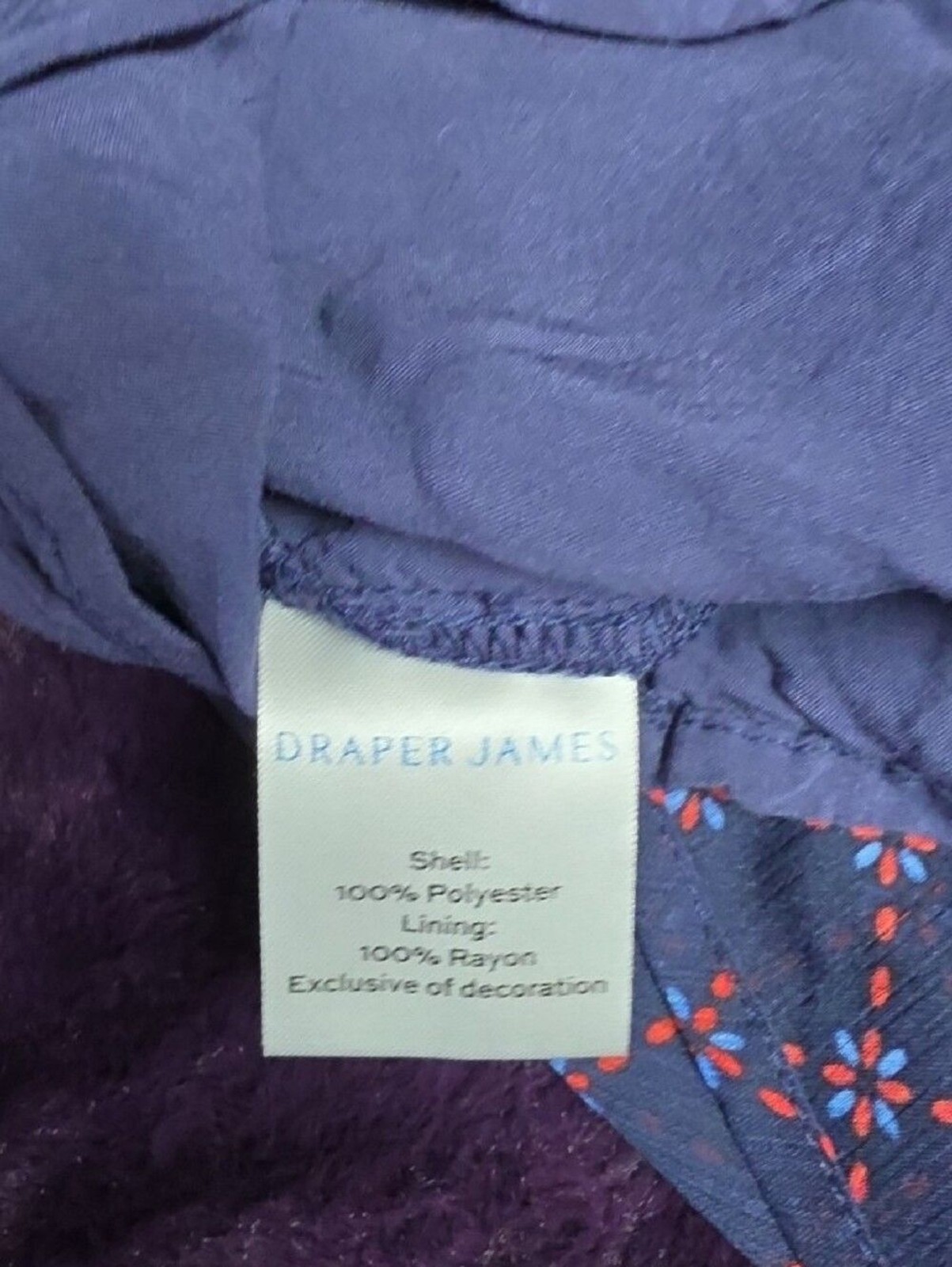 Draper James Navy Smocked Yoke Blouse with Pink Geometric Print