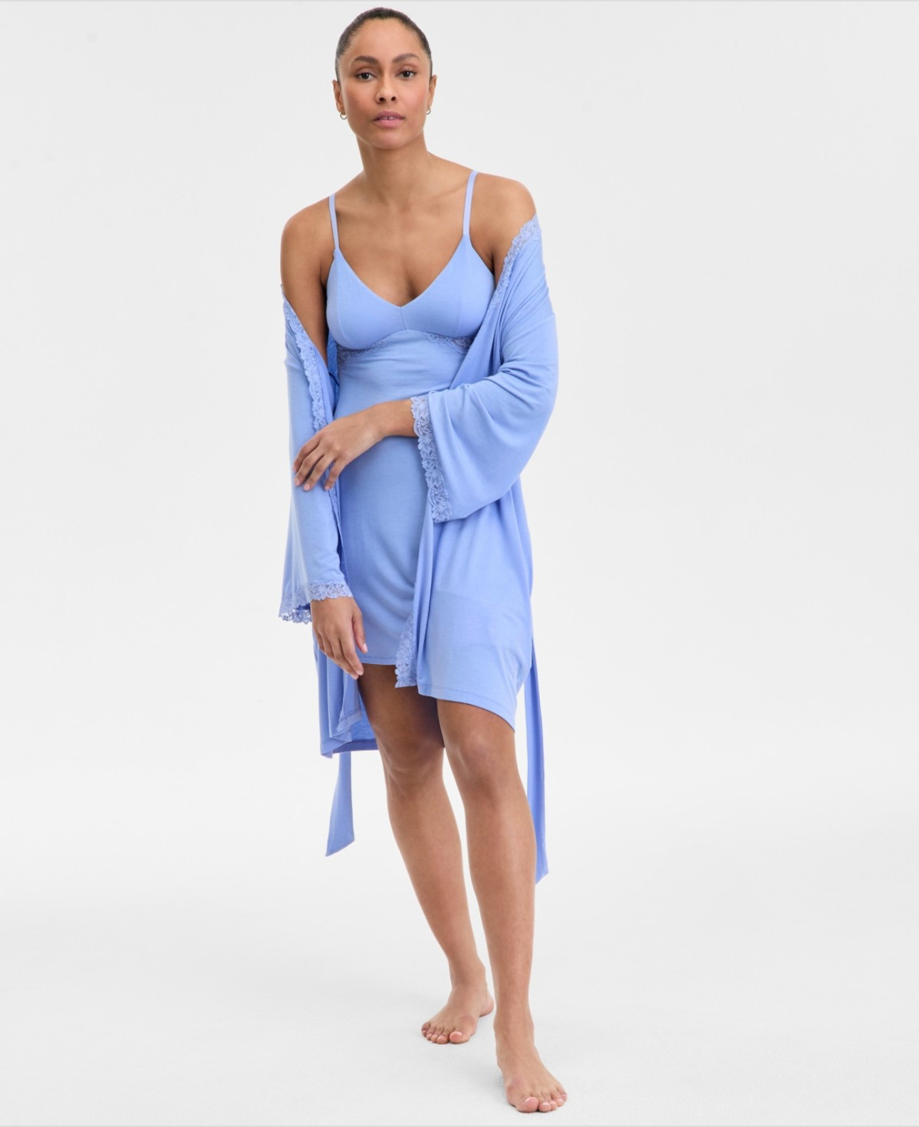 I.n.c. International Concepts Women’s Lace-Trim Knit Wrap Robe, Jet Ski XXL NWT