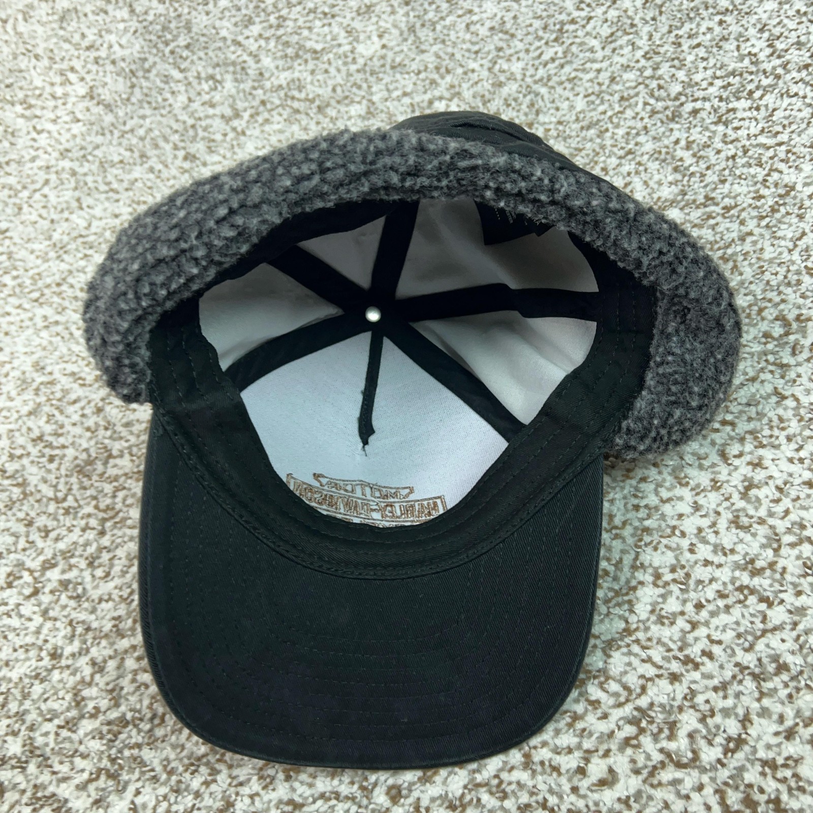 Harley Davidson Mens Hat Cap Medium Black Ear Flap Winter Warm Motorcycle Logo