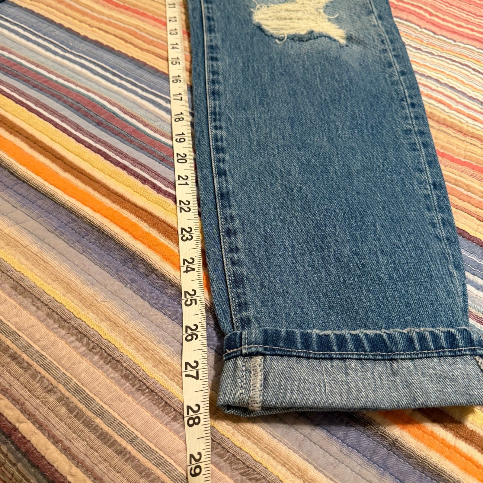 Bridge by Gly Mom Fit Jeans Distressed Ripped Blue Denim Size 28