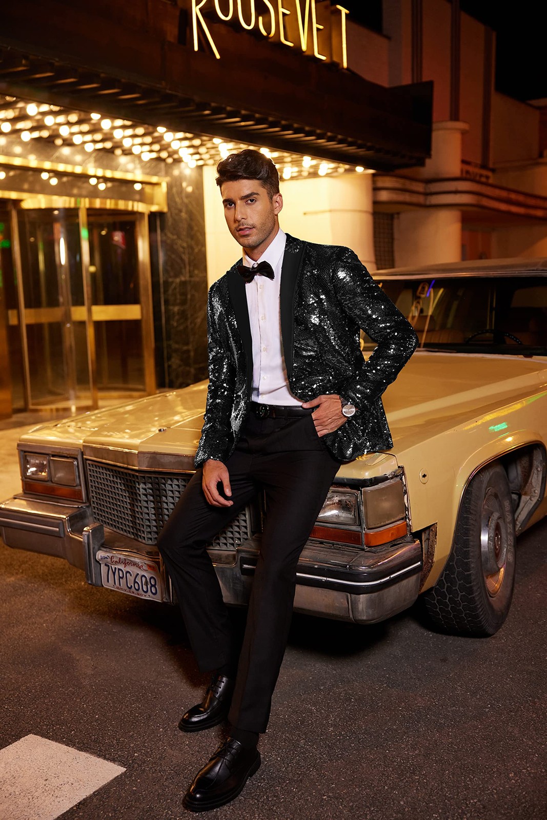 Coofandy Shiny Sequins Suit Jacket Blazer One Button Tuxedo For