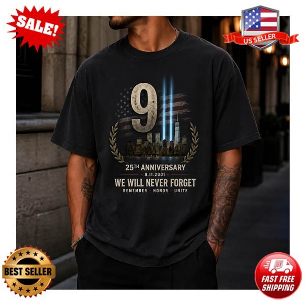 9/11 25th Anniversary Comfort Colors Tshirt, We Will Never Forget Memorial S-5Xl