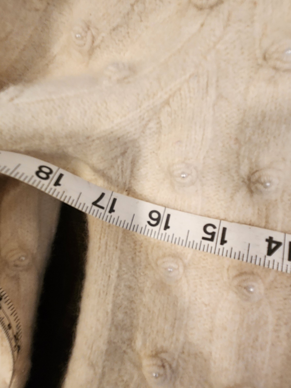 Vintage Adele Joyce Cardigan Womens Cream Angora Lambswool Pearl Button Felted