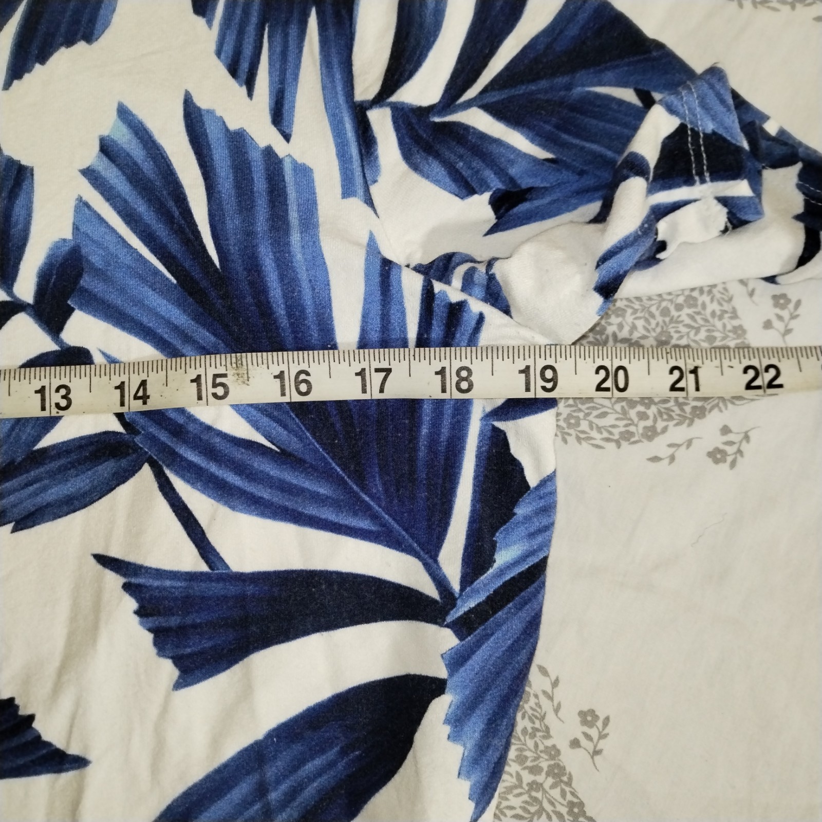 Phase Eight Dress Size 16 White Navy Eloise Palm Print Shift Bodice Layer Ruched