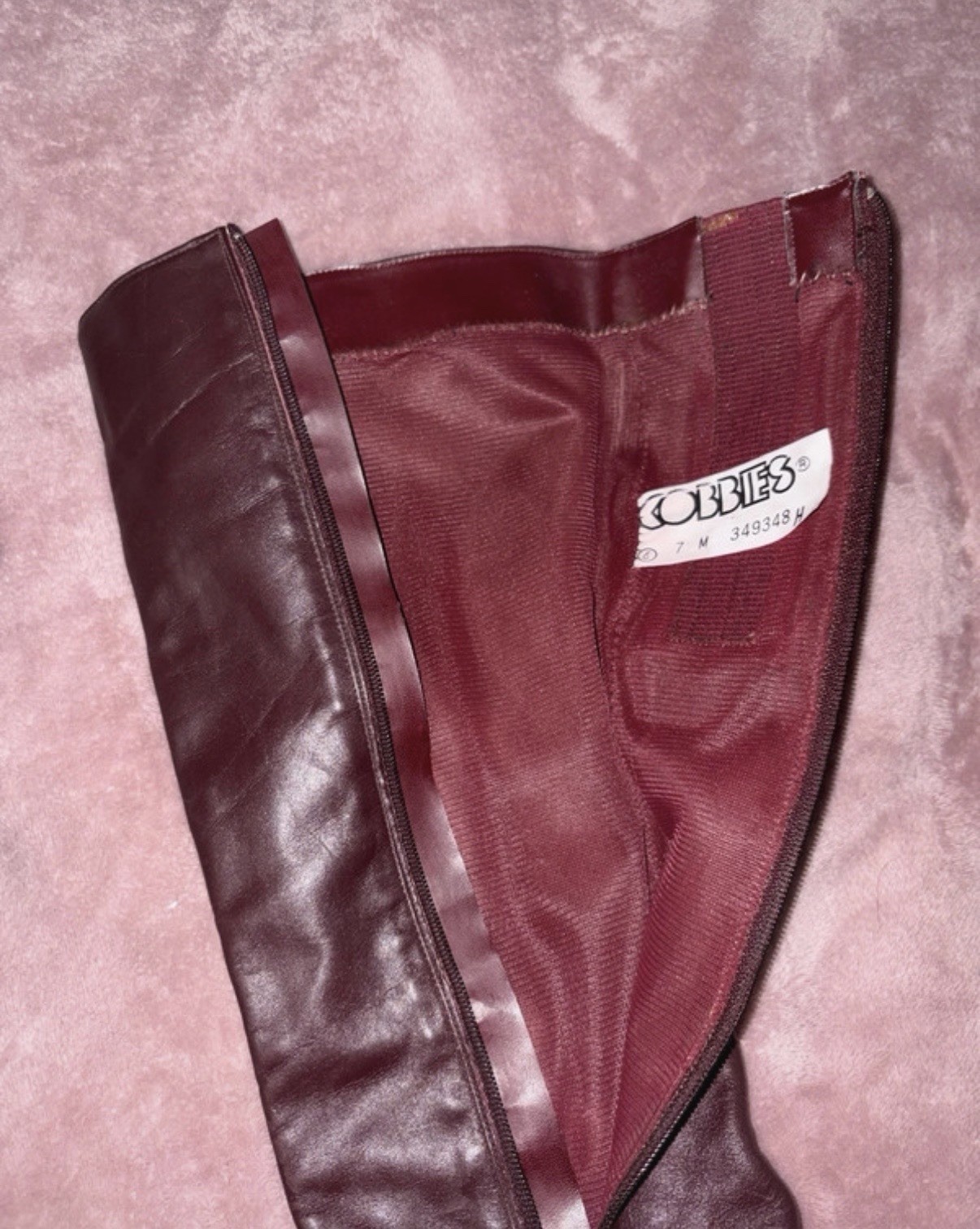 Vintage 1970s Cobbie’s Maroon/Burgundy Leather Knee High Zipper Boots