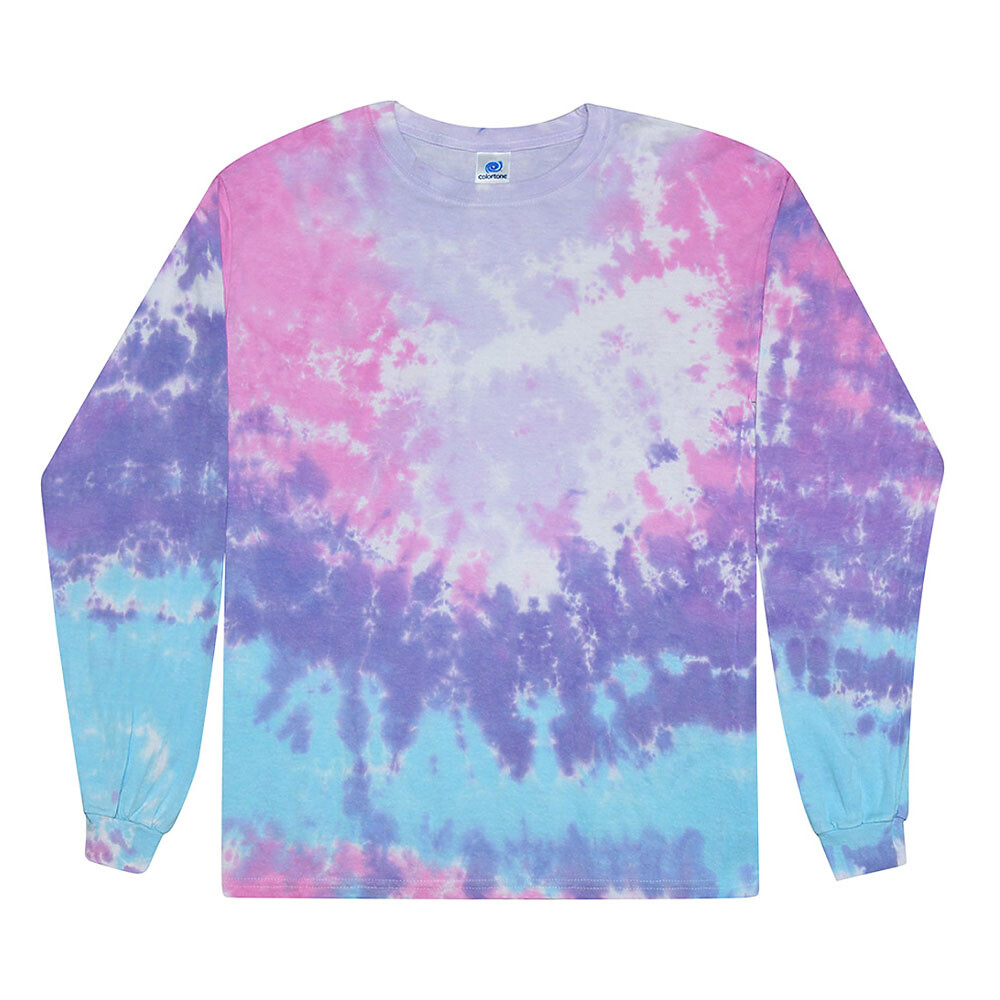 Long Sleeve Tie Dye T-Shirts Multicolor Adults & Kids Size Cotton Colortone