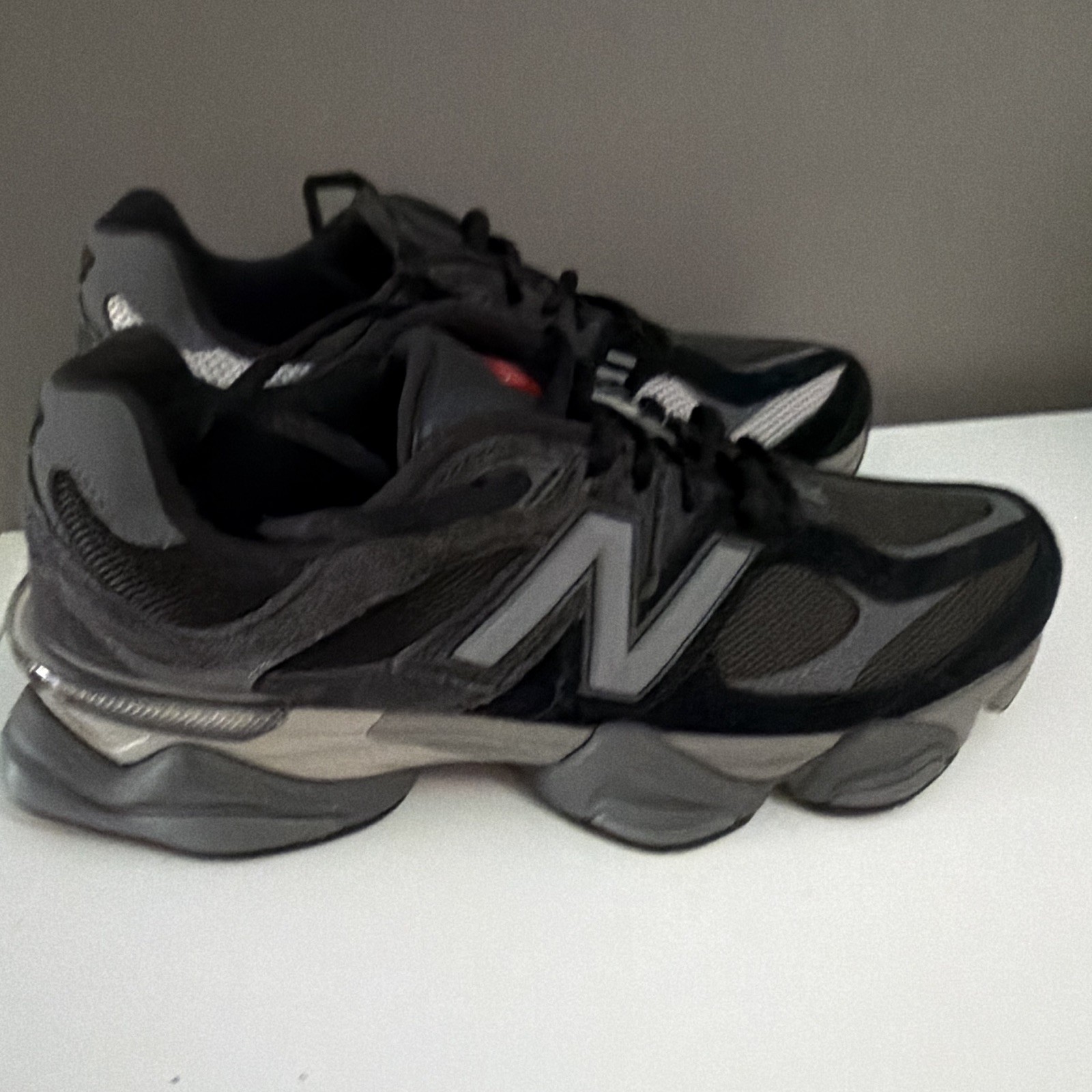 New Balance 9060 U9060BLK Black Castlerock Suede Low Top Lace-Up Sneakers