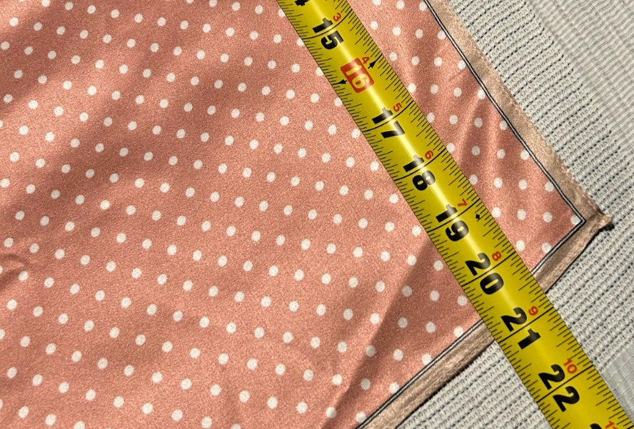 NEW 20 x 21 In. Sq. Med. Deep Pink, White Polka dots 100% Silk Pat.- SS 1050