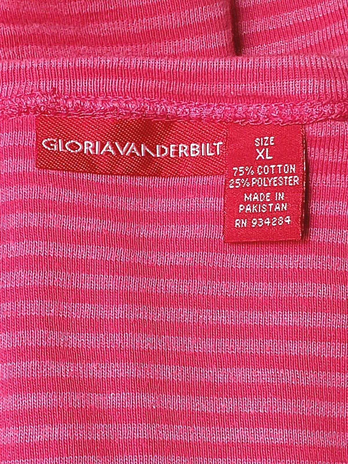 Gloria Vanderbilt Tank Top Stretch Stripes V-Neck Career Lagenlook Beachy XL