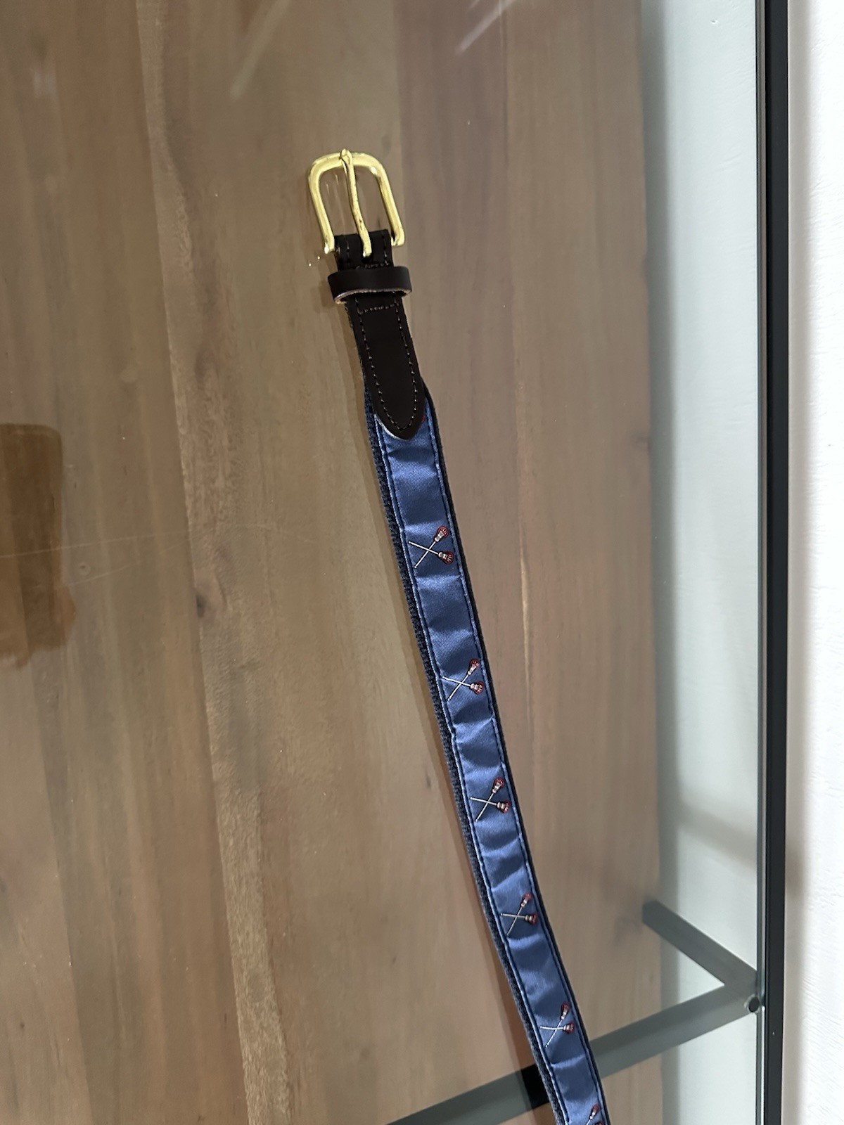Vineyard Vines Lacrosse Club Belt Size 26 Made USA Canvas Leather Brass