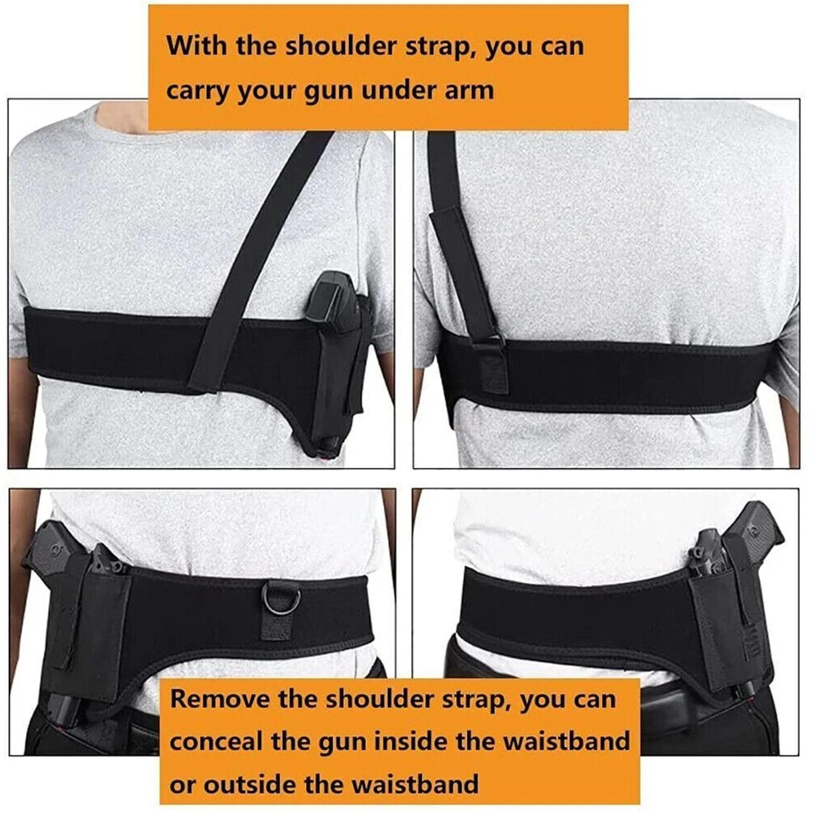 Underarm Shoulder Bag Adjustable Multi Pocket Utility Pouch Travel Organizer