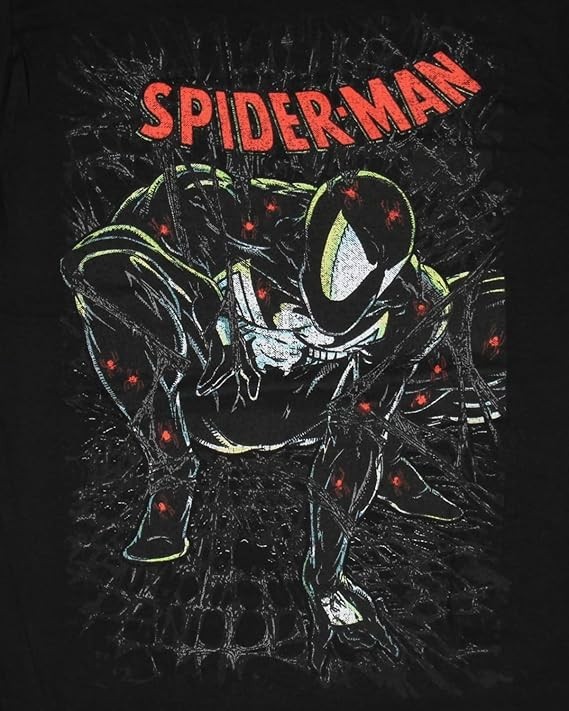 Marvel Mens Spider-Man Symbiote Black Suit Comic Graphic Shirt New XS-3XL