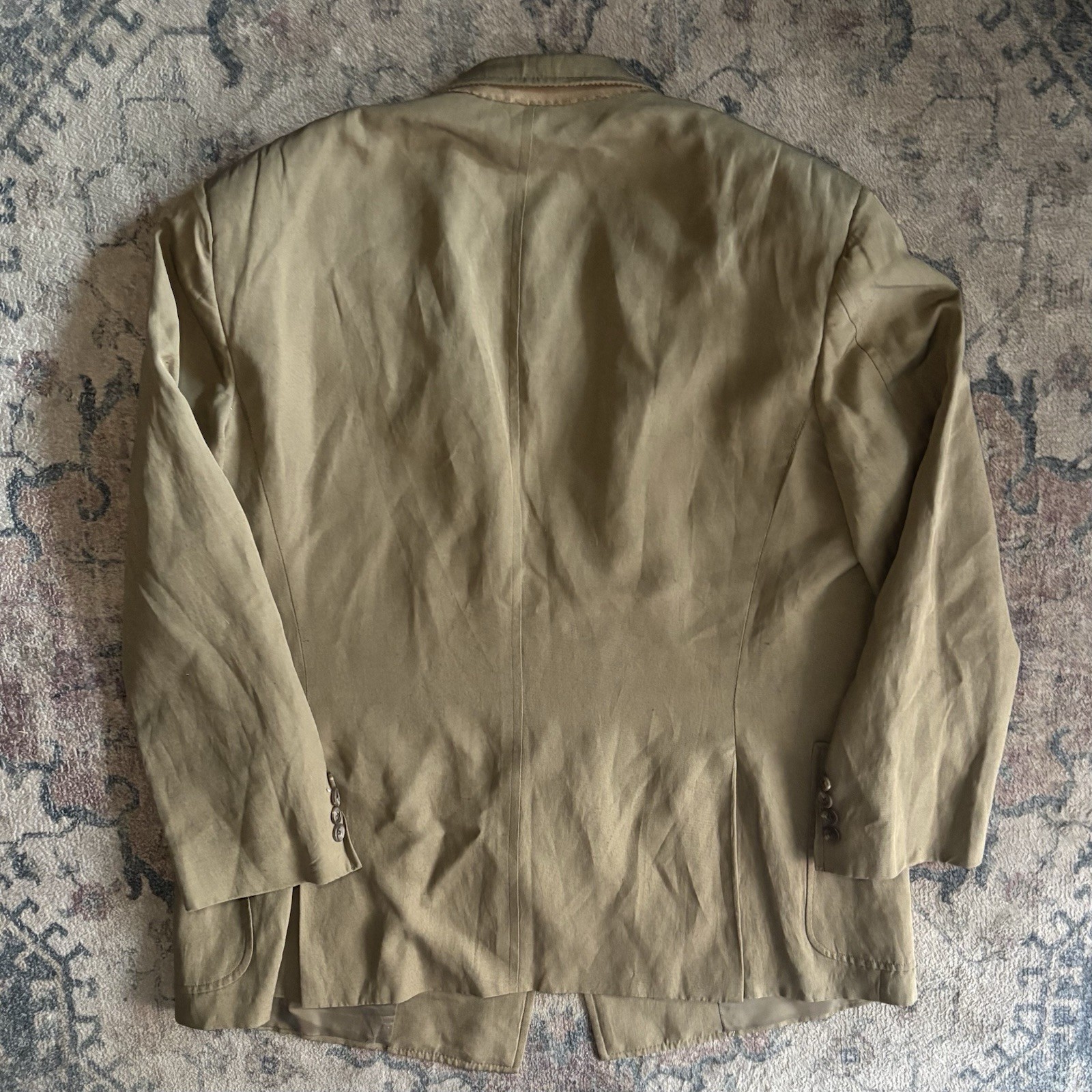 Vintage 90’s Made In USA Double Breasted Polo Ralph Lauren Beige Blazer Size 42R