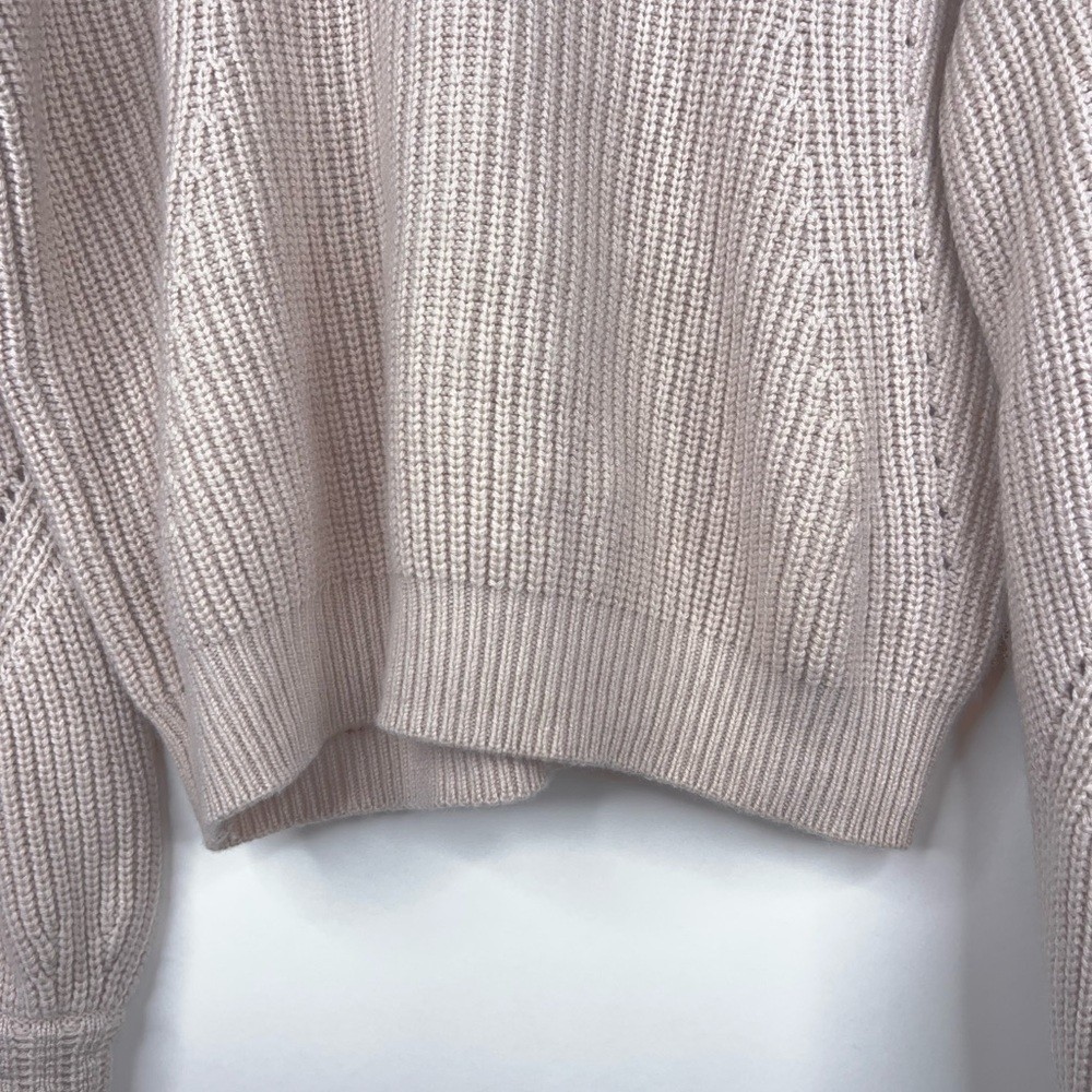 Athleta Wool Cashmere Cream Knit Sweater Crew Neck Neutral Cozy Cropped Small