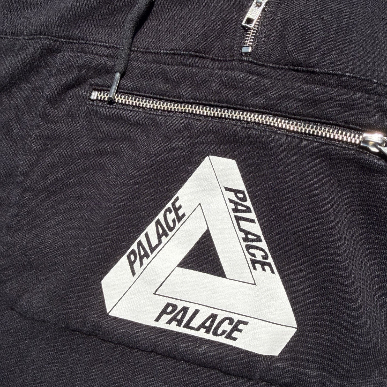 Palace Tri-Ferg Logo Half Zip Heavyweight Black Hoodie Size XL