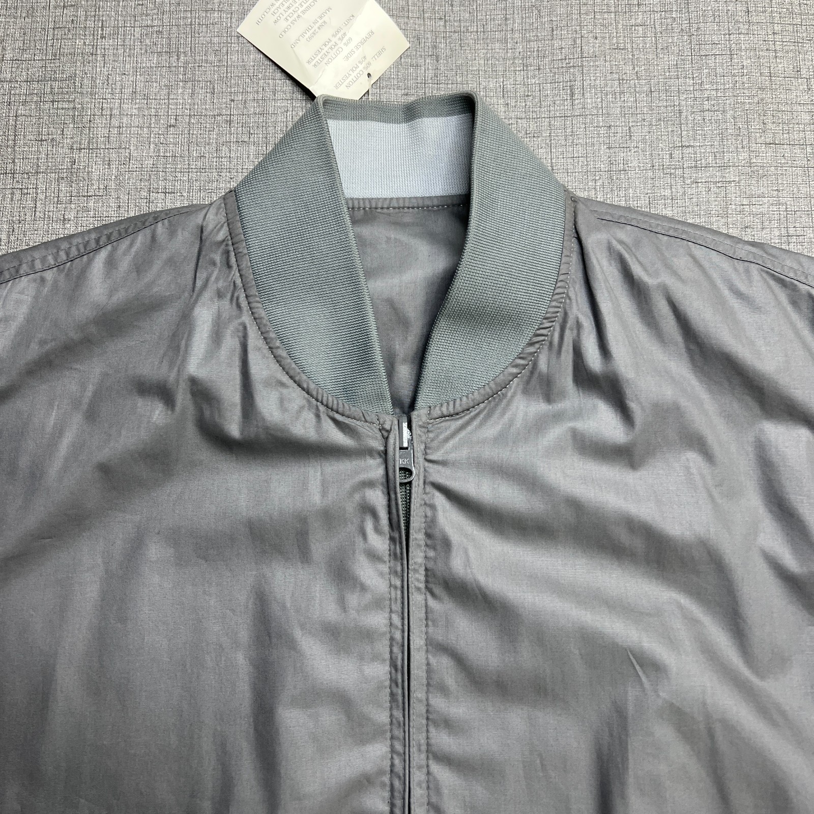 Members Only Reversible Bomber Jacket Mens LT Gray Ribbed Hem & Cuff Full Zip