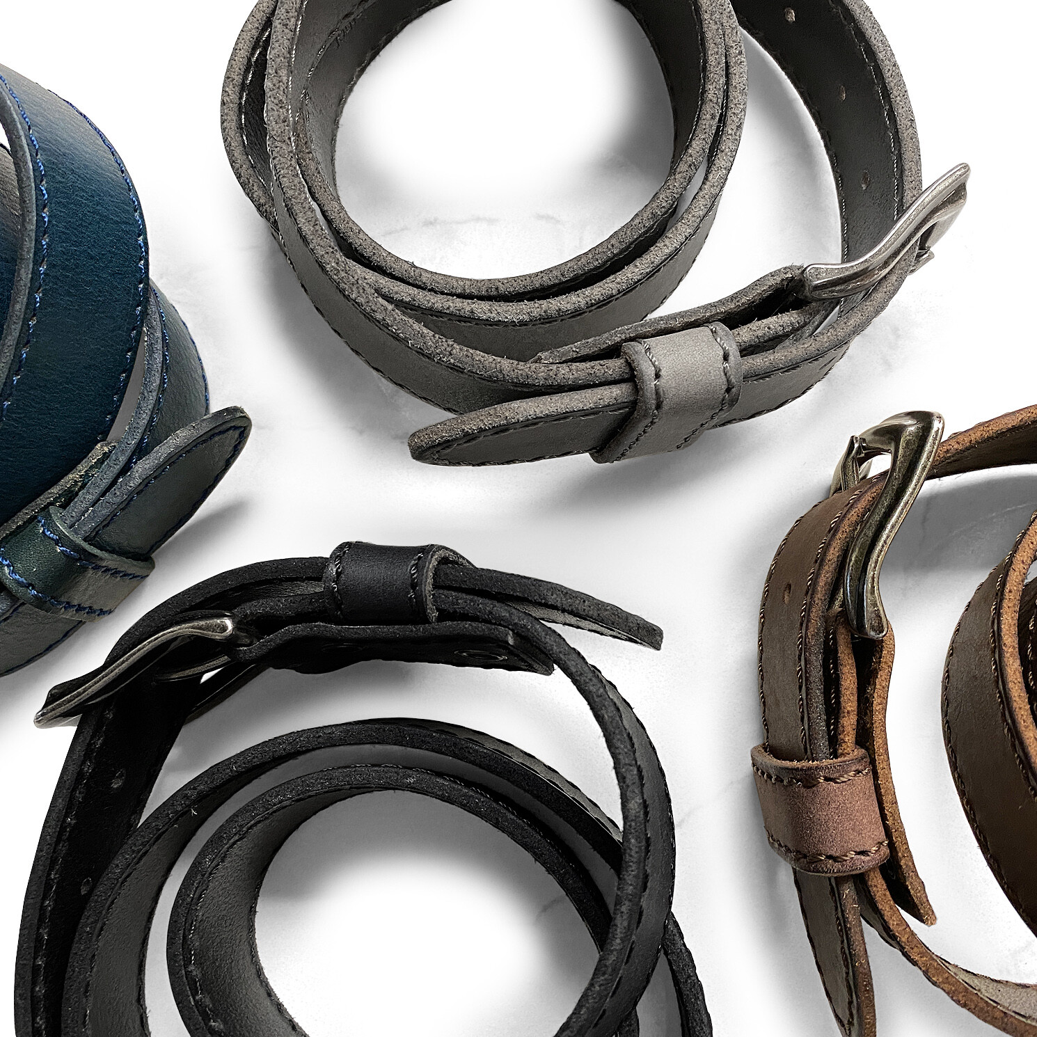 Antique Buckle One Piece Genuine Full Leather Casual Jean Belt 1-1/2″(38mm) Wide