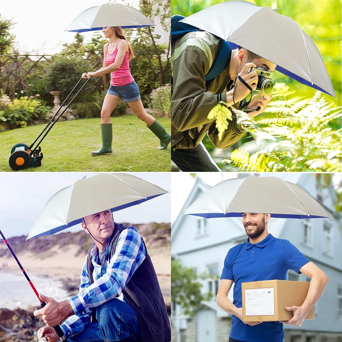 Umbrella Hat 37 Inch Fishing Umbrella Hat Hands Free Foldable UV Protection