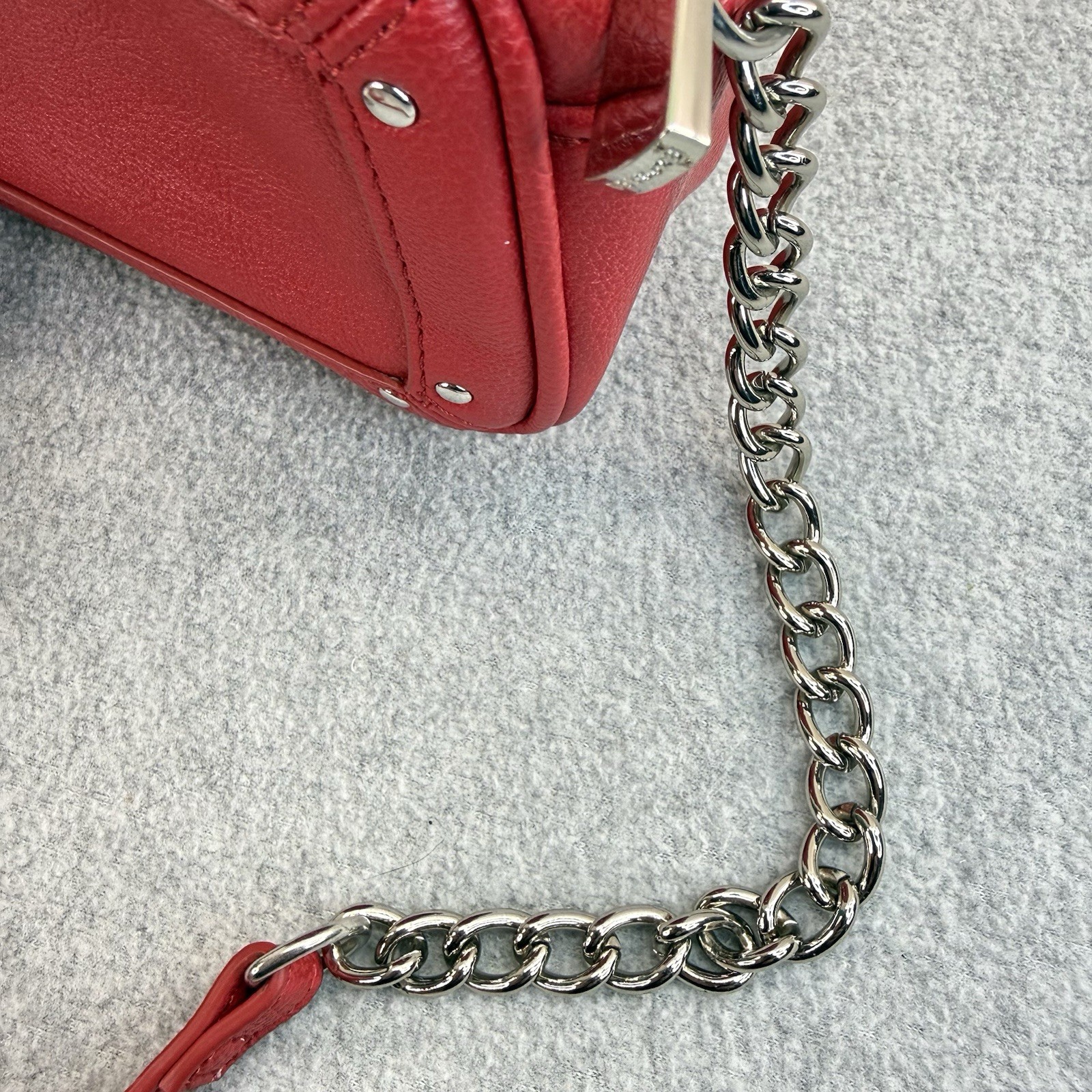Express Mini Red Faux Leather Crossbody Bag Chain Strap Shoulder Purse