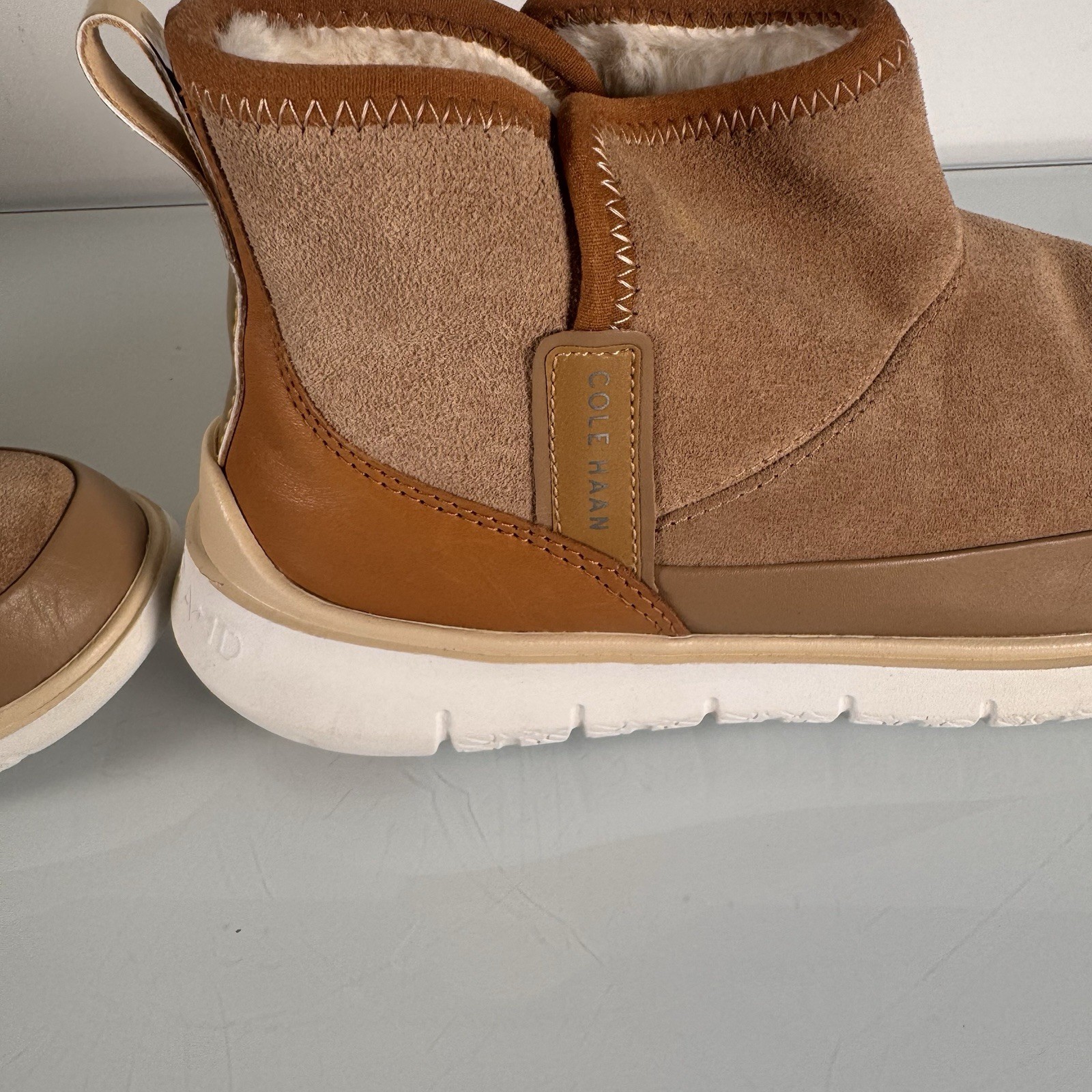 Nice Cole Haan Zero Grand Ladies Size 9.5C W22970C Tan Water, Proof, Fur Lined