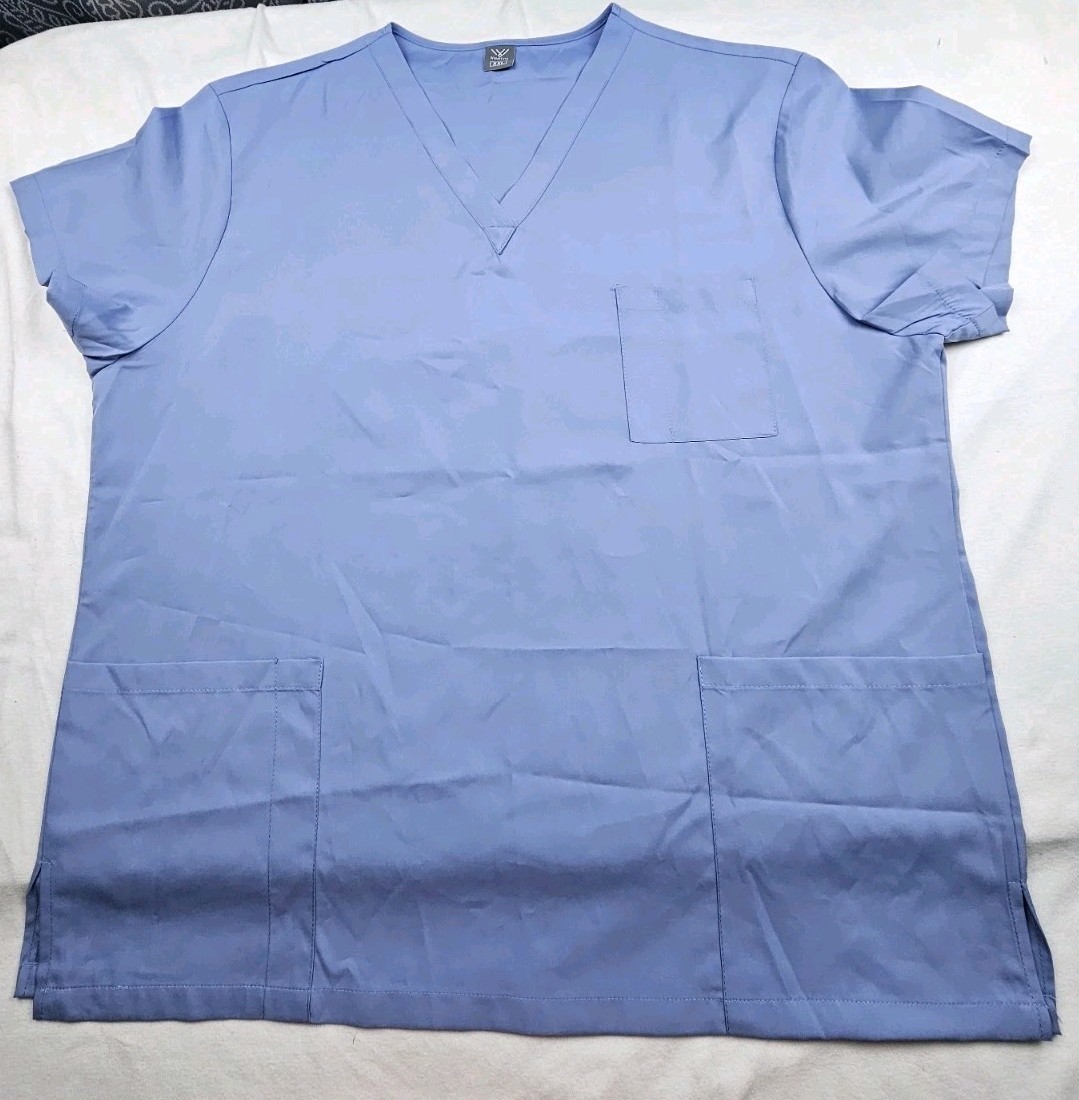 NiaaHinn V-neck Ceal Blue 2 Scrub Tops Womens Size 2X Pit To Pit 24in Pockets