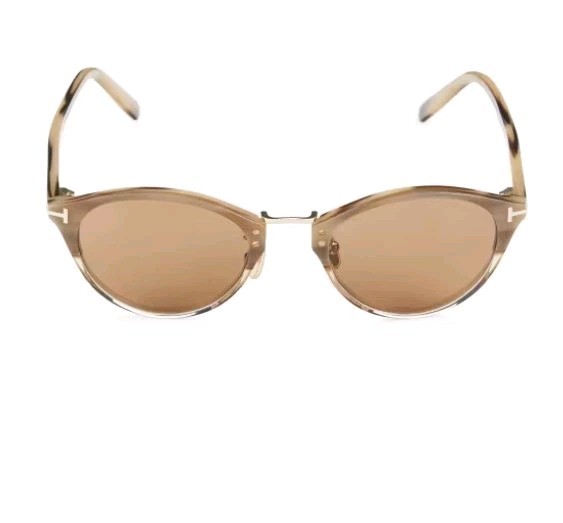 Tom Ford Unisex Round Sunglasses TF879-D 55E Light Havana /Brown Lenses 51MM