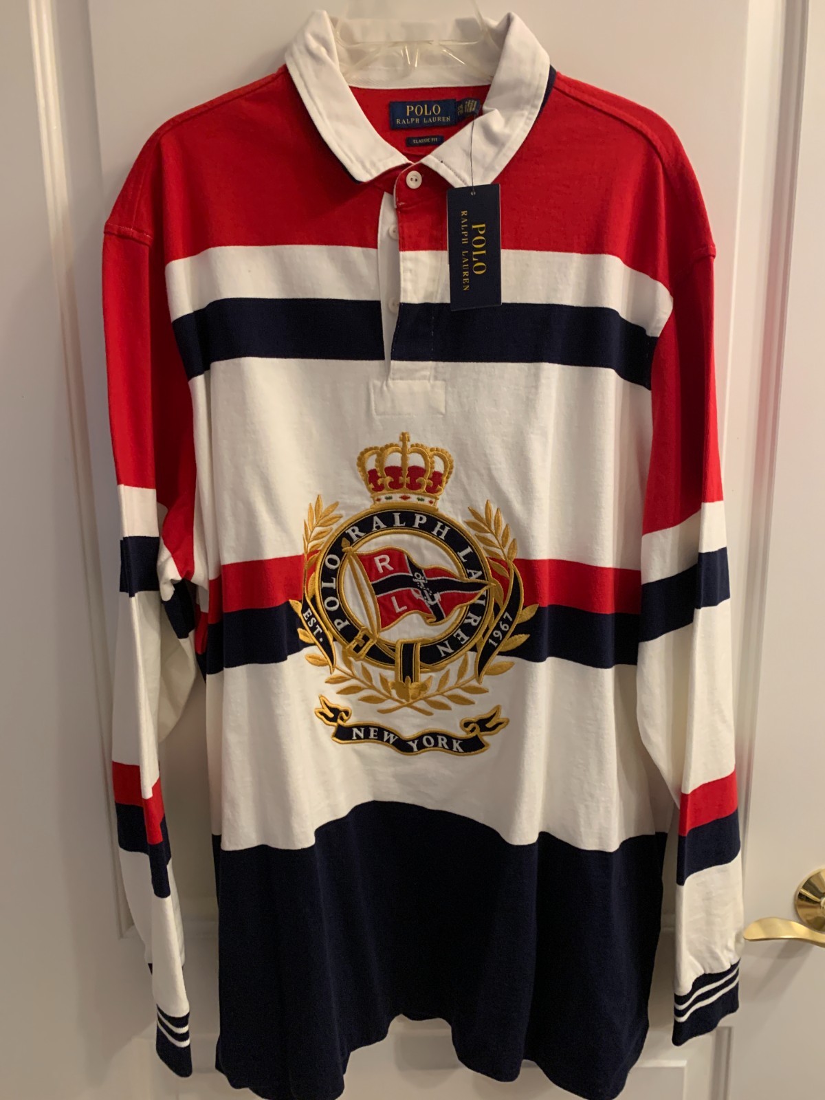 Polo Ralph Lauren Long Sleeve Rugby Shirt HUGE Embroidered Crest XXL NWT