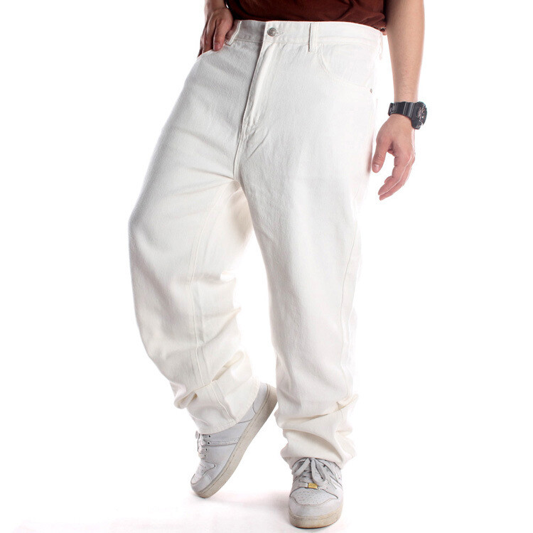 Men’s White Jeans Hip hop Pants Baggy Trousers Oversized 32 34 36 38 40 42 44 46