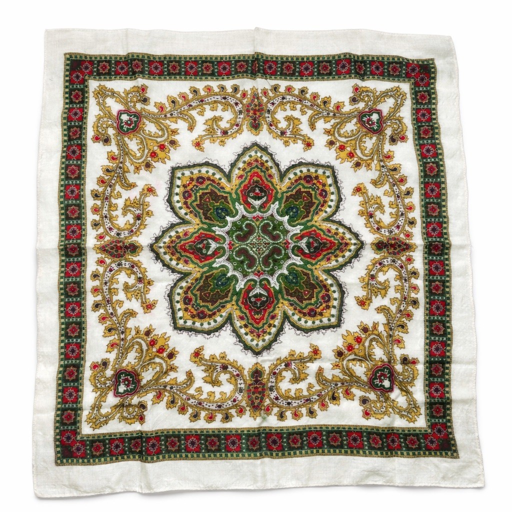 Vintage Paisley Scarf 100 Percent Pure Virgin Wool WPL Hand Screen Printed