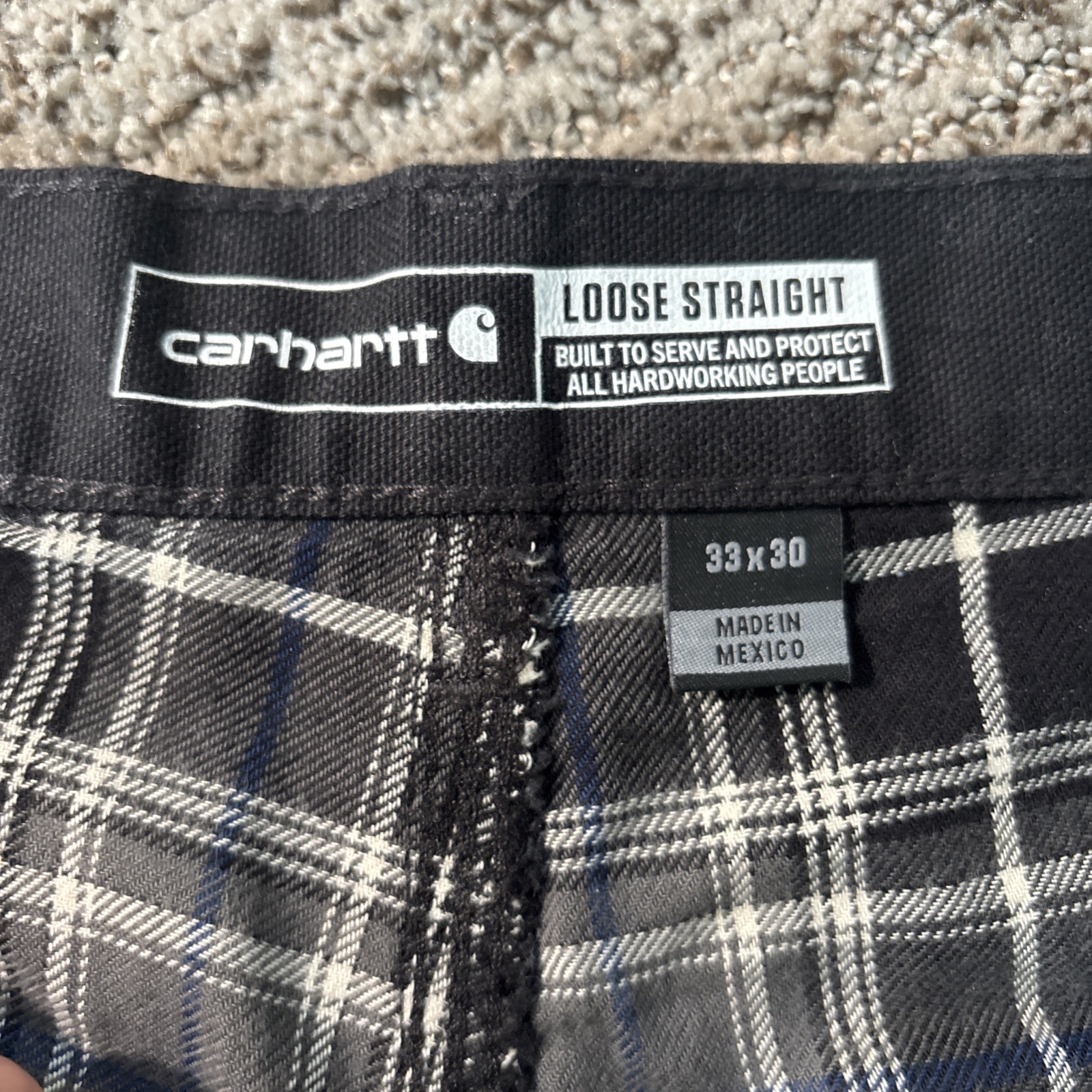 Men’s Carhartt Fleece Lined Double-Knee Pants Black 33×30