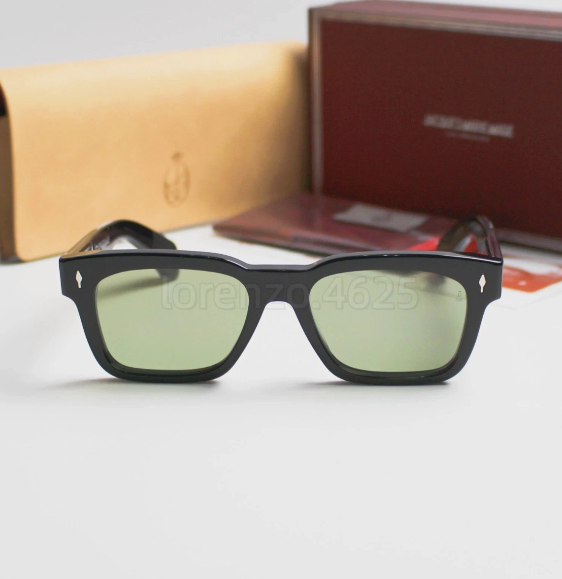 Jacques Marie Mage MOLINO Black Frame Green Lens 51-19 Sunglasses New With Case