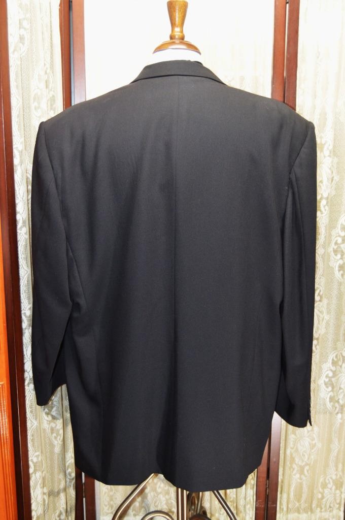 USA Tallia 52 R Custom Made Double breasted no vent wool dinner tuxedo suit g3j5
