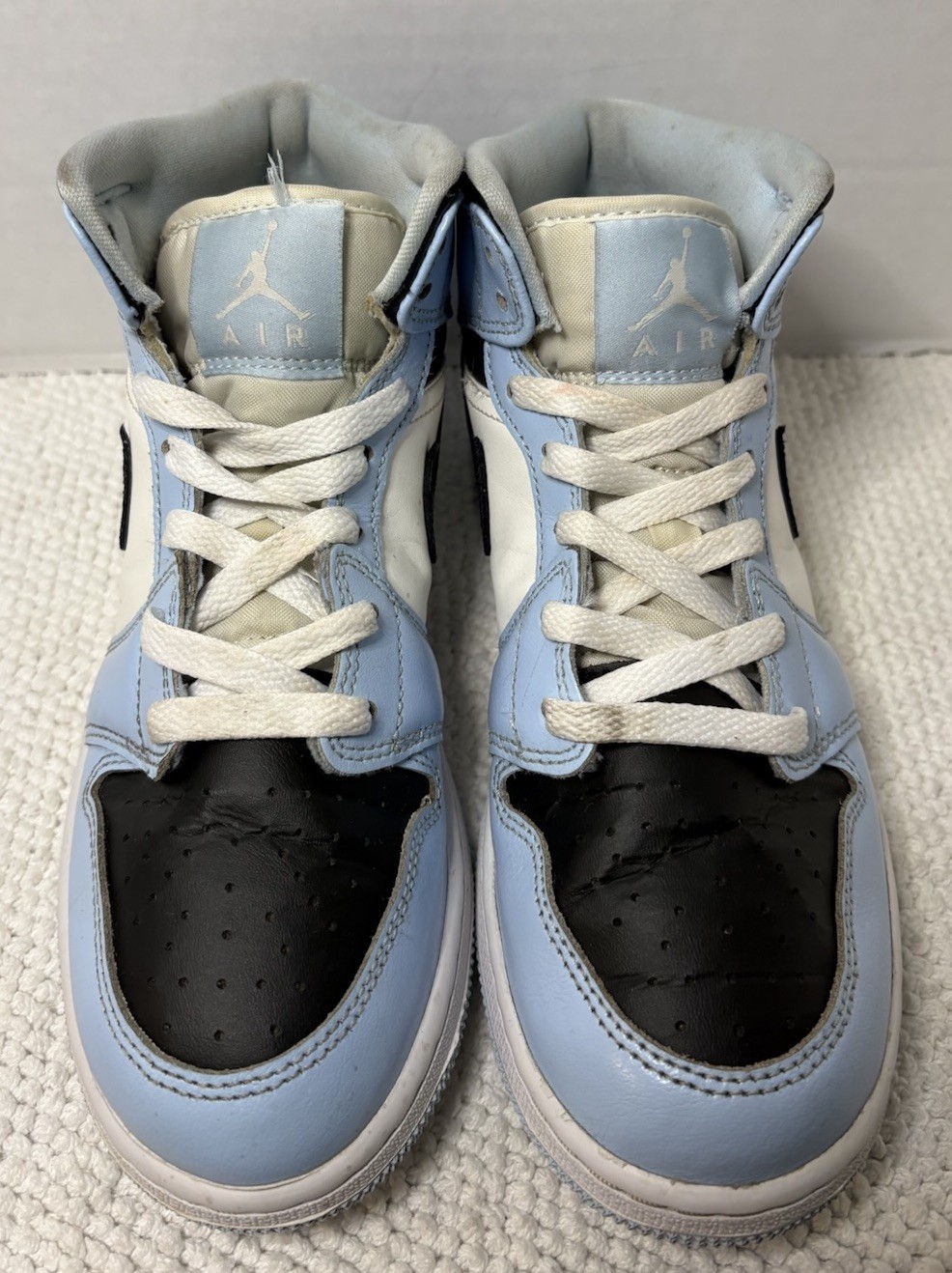 Nike Air Jordan 1 Mid GS Ice Blue Black White 555112-401 Size 6Y