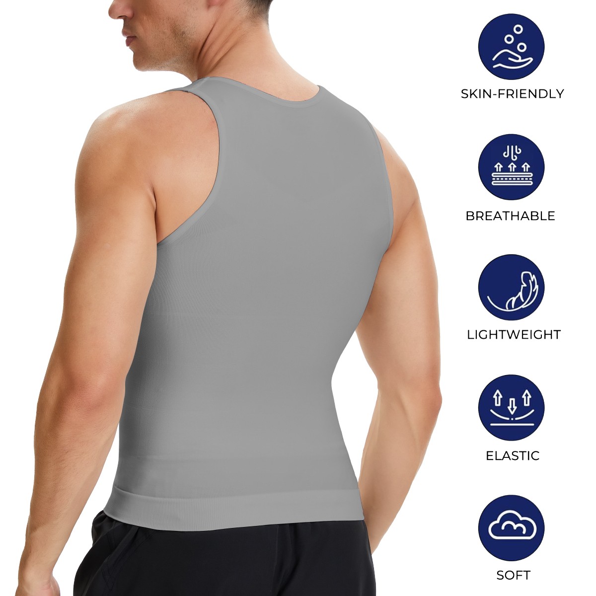 Men Compression Workout Tank Tops Slim Body Shaper Vest Tummy Control Shapewear